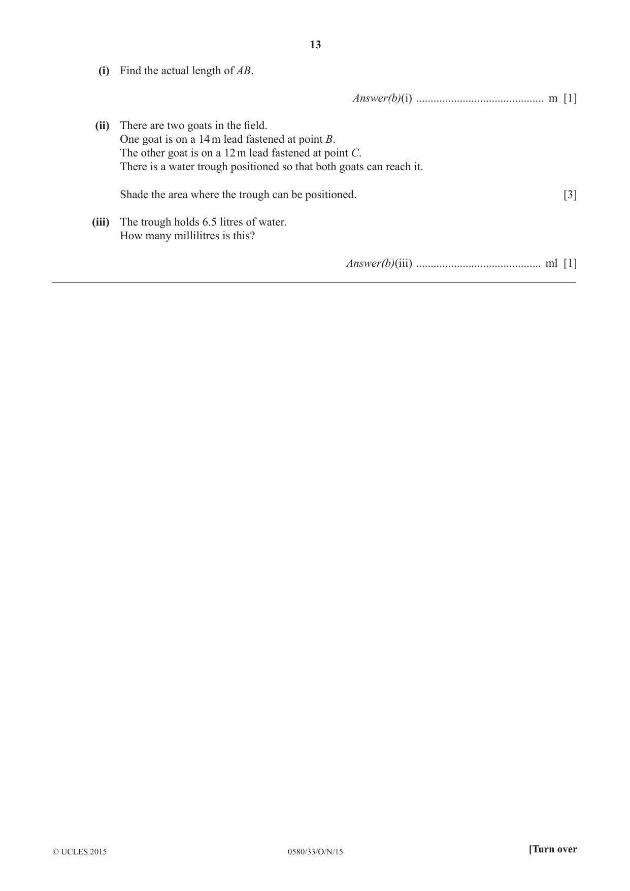 Cambridge IGCSE Mathematics 0580 2015 Oct/Nov Paper 3 · Variant 3 question paper, page 13 of 16