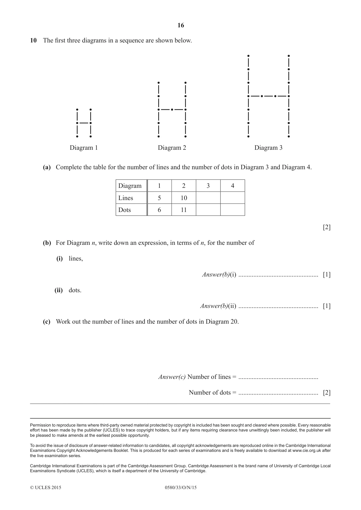 Cambridge IGCSE Mathematics 0580 2015 Oct/Nov Paper 3 · Variant 3 question paper, page 16 of 16