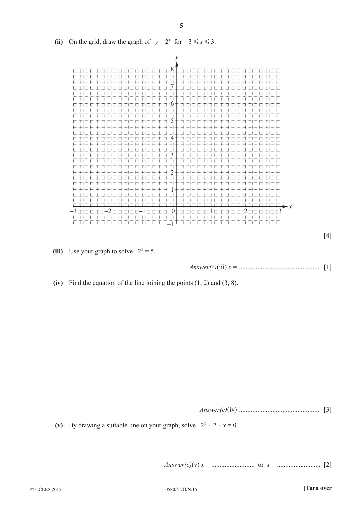 Cambridge IGCSE Mathematics 0580 2015 Oct/Nov Paper 4 · Variant 1 question paper, page 5 of 16