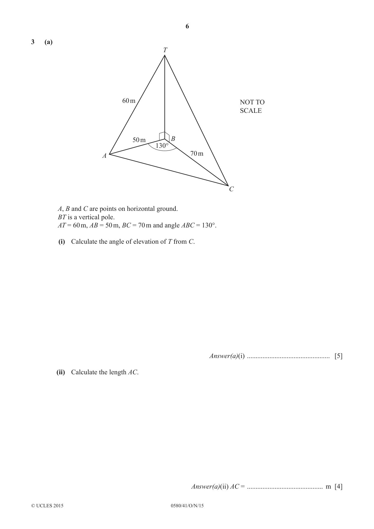 Cambridge IGCSE Mathematics 0580 2015 Oct/Nov Paper 4 · Variant 1 question paper, page 6 of 16