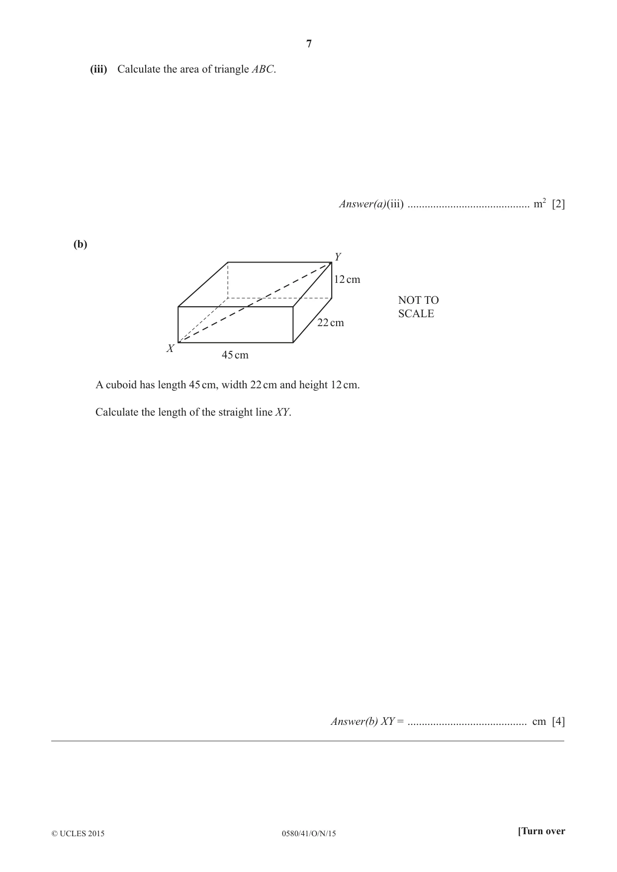 Cambridge IGCSE Mathematics 0580 2015 Oct/Nov Paper 4 · Variant 1 question paper, page 7 of 16