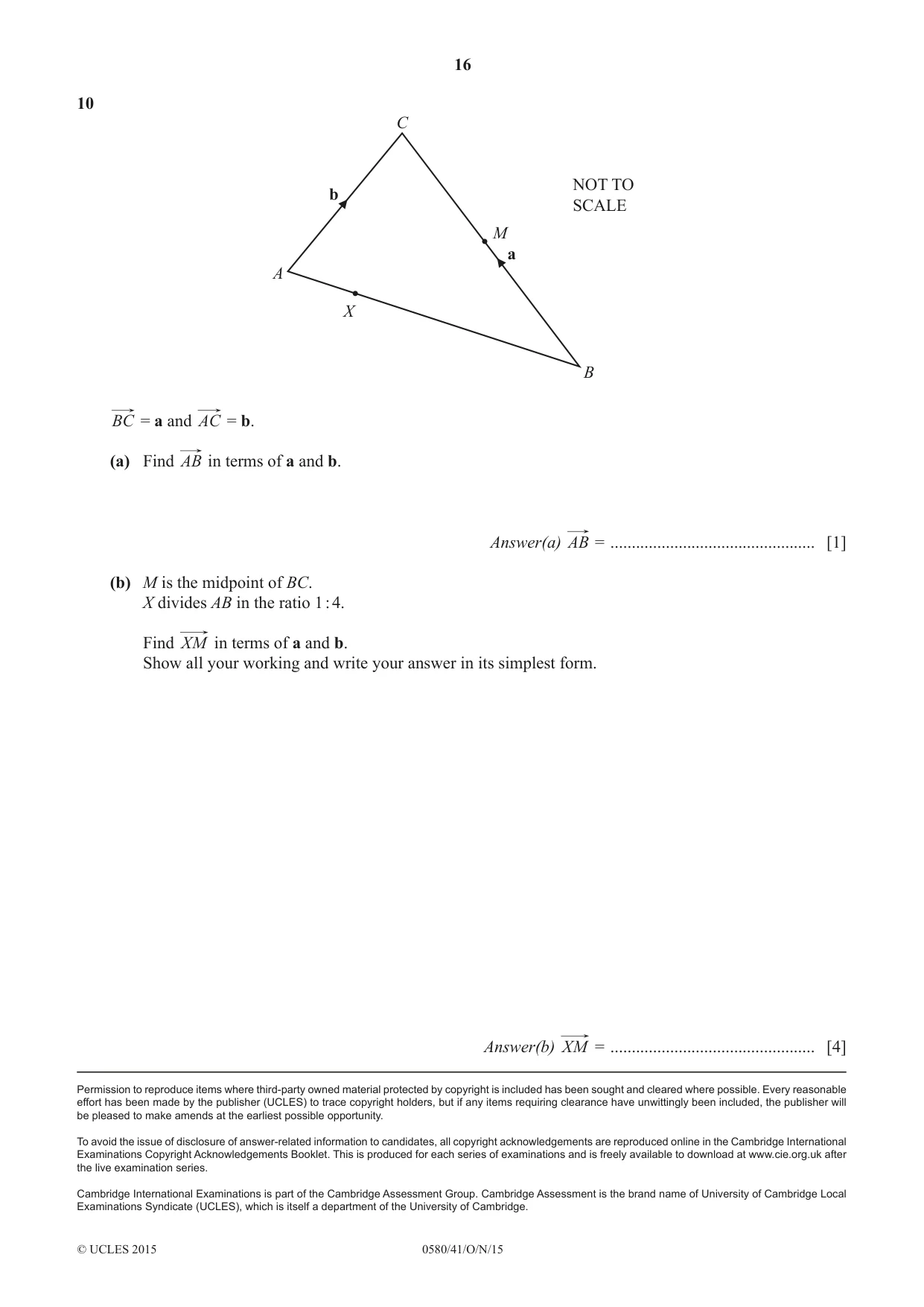 Cambridge IGCSE Mathematics 0580 2015 Oct/Nov Paper 4 · Variant 1 question paper, page 16 of 16