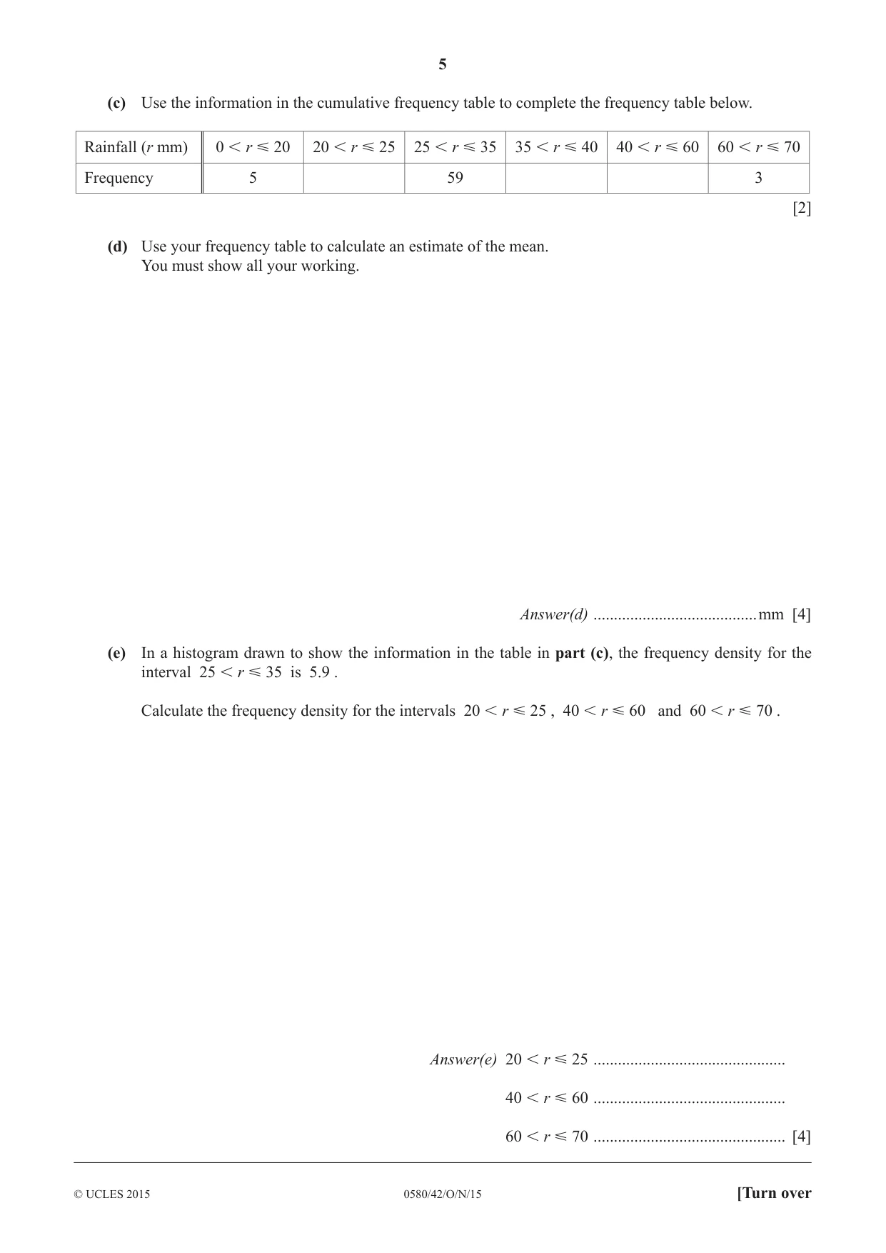 Cambridge IGCSE Mathematics 0580 2015 Oct/Nov Paper 4 · Variant 2 question paper, page 5 of 16