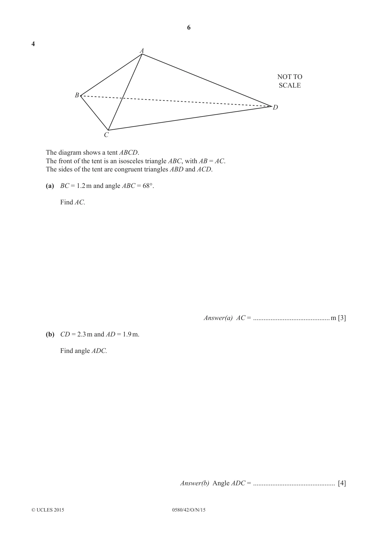 Cambridge IGCSE Mathematics 0580 2015 Oct/Nov Paper 4 · Variant 2 question paper, page 6 of 16