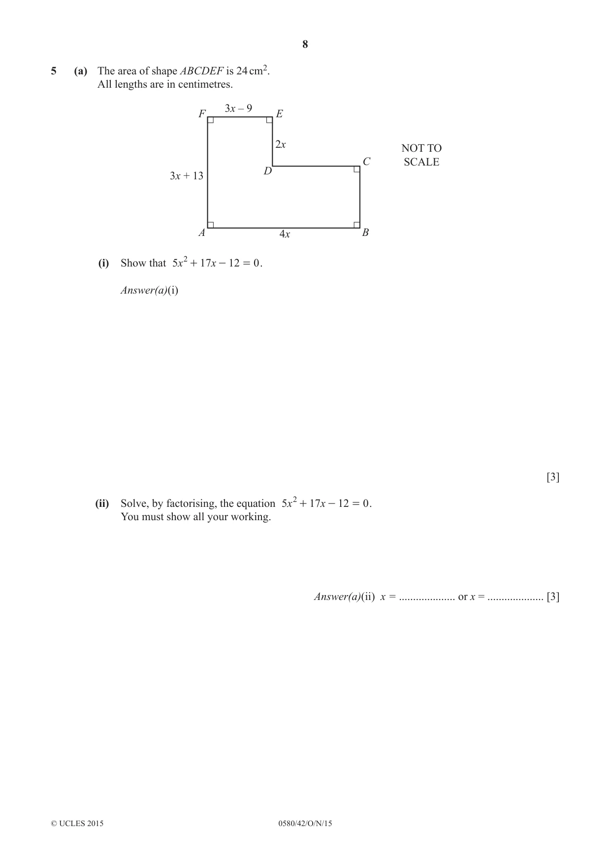 Cambridge IGCSE Mathematics 0580 2015 Oct/Nov Paper 4 · Variant 2 question paper, page 8 of 16
