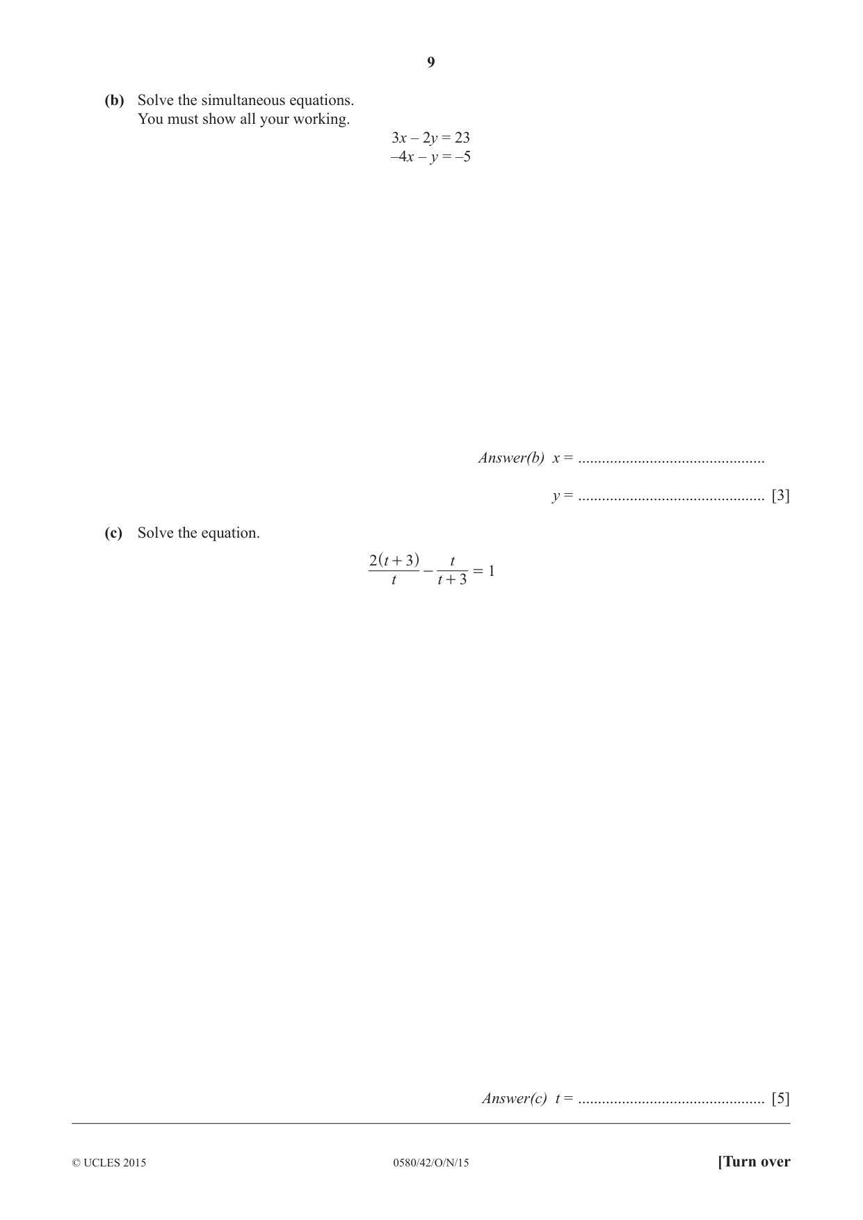 Cambridge IGCSE Mathematics 0580 2015 Oct/Nov Paper 4 · Variant 2 question paper, page 9 of 16
