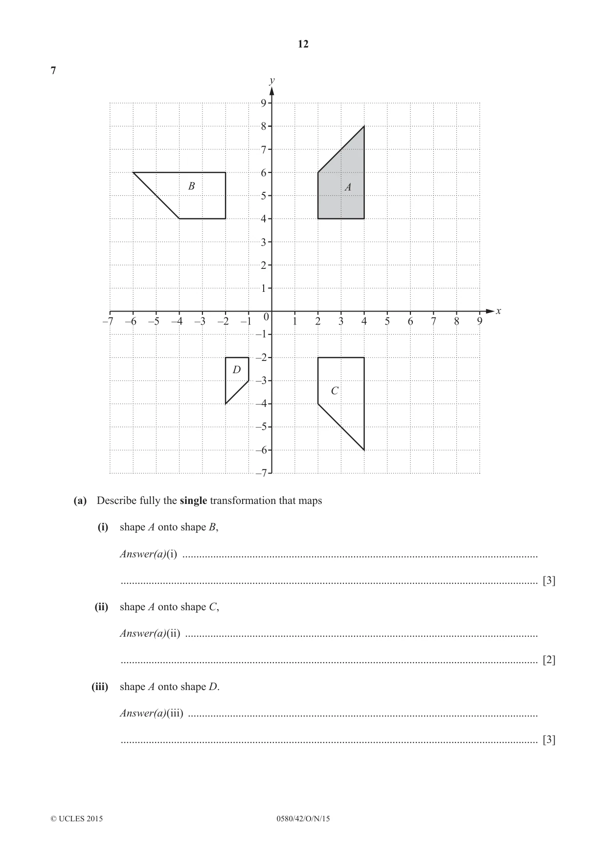 Cambridge IGCSE Mathematics 0580 2015 Oct/Nov Paper 4 · Variant 2 question paper, page 12 of 16