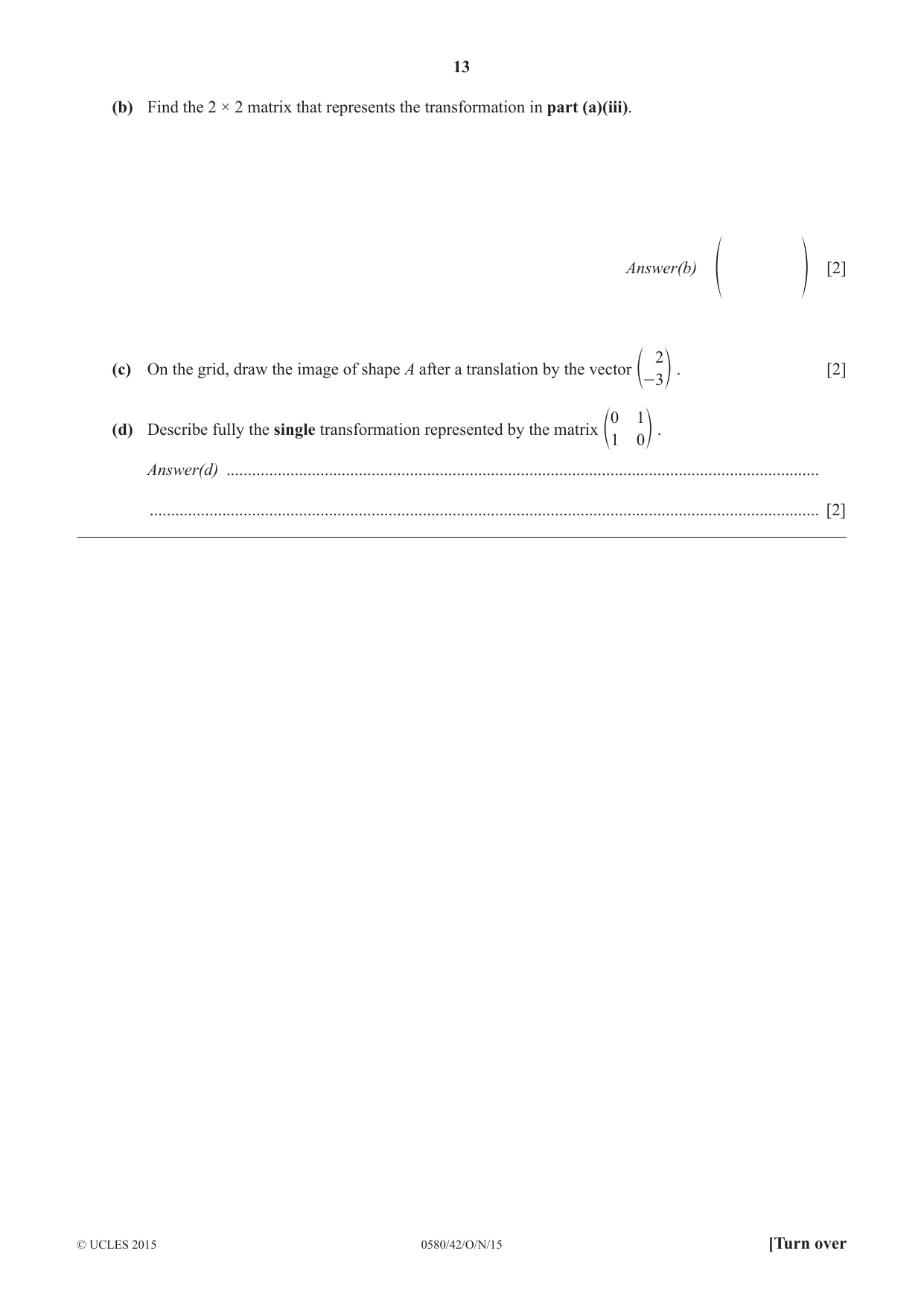 Cambridge IGCSE Mathematics 0580 2015 Oct/Nov Paper 4 · Variant 2 question paper, page 13 of 16