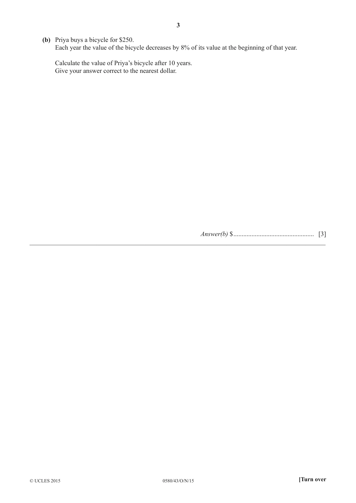 Cambridge IGCSE Mathematics 0580 2015 Oct/Nov Paper 4 · Variant 3 question paper, page 3 of 20