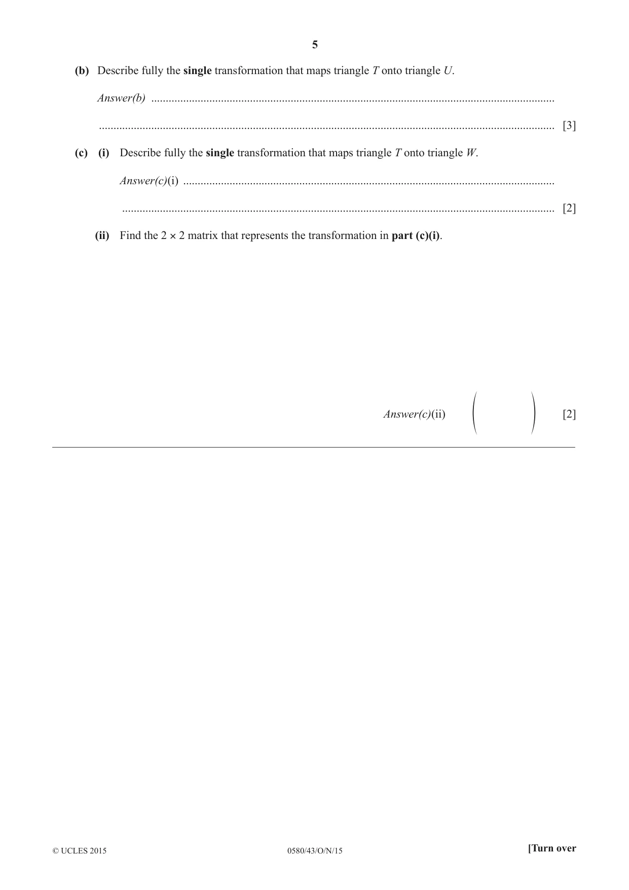 Cambridge IGCSE Mathematics 0580 2015 Oct/Nov Paper 4 · Variant 3 question paper, page 5 of 20