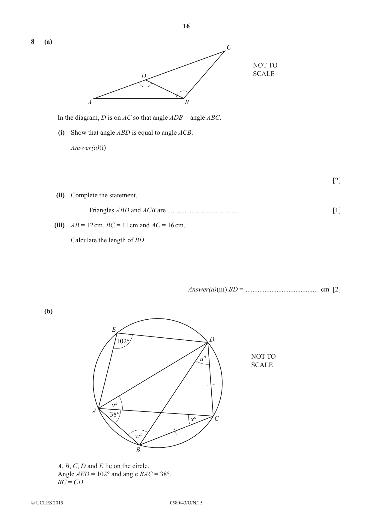 Cambridge IGCSE Mathematics 0580 2015 Oct/Nov Paper 4 · Variant 3 question paper, page 16 of 20