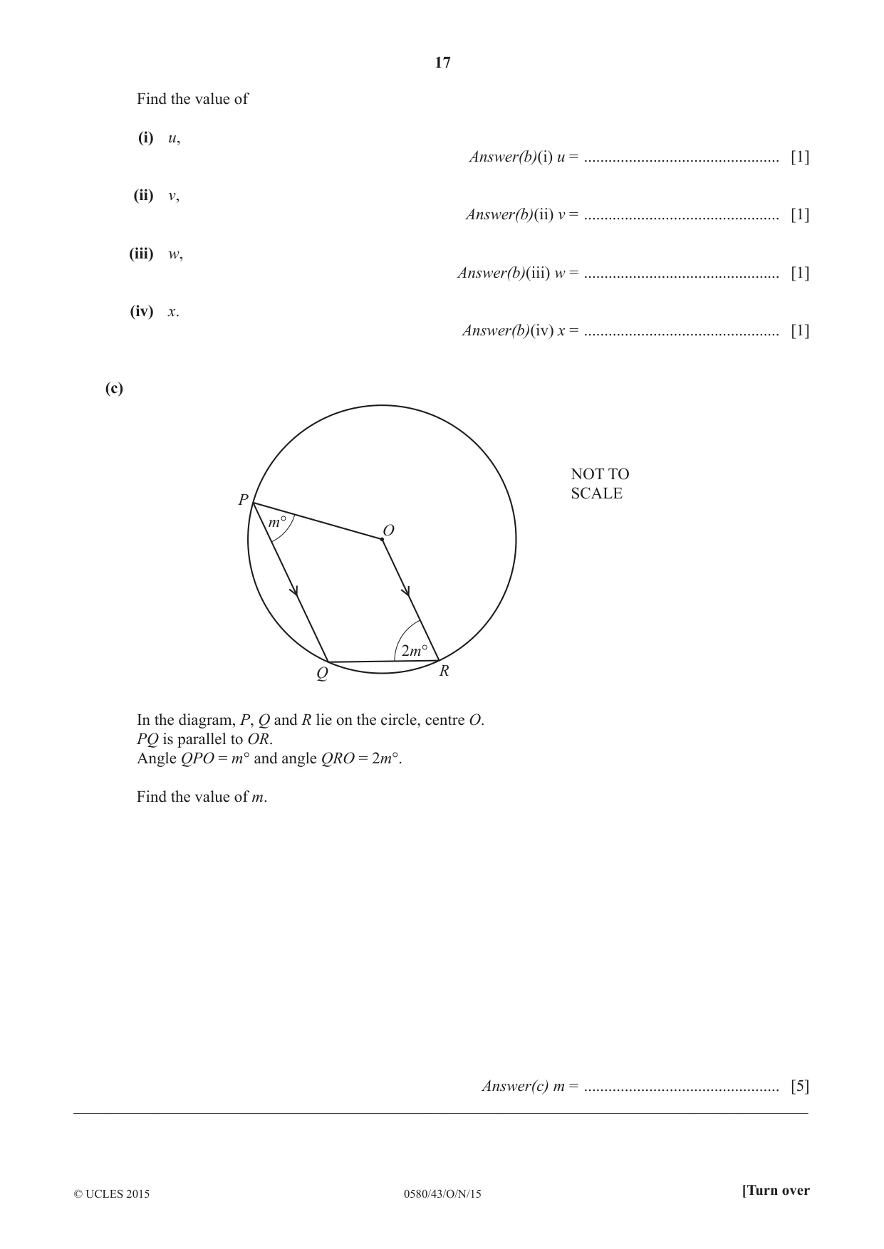 Cambridge IGCSE Mathematics 0580 2015 Oct/Nov Paper 4 · Variant 3 question paper, page 17 of 20