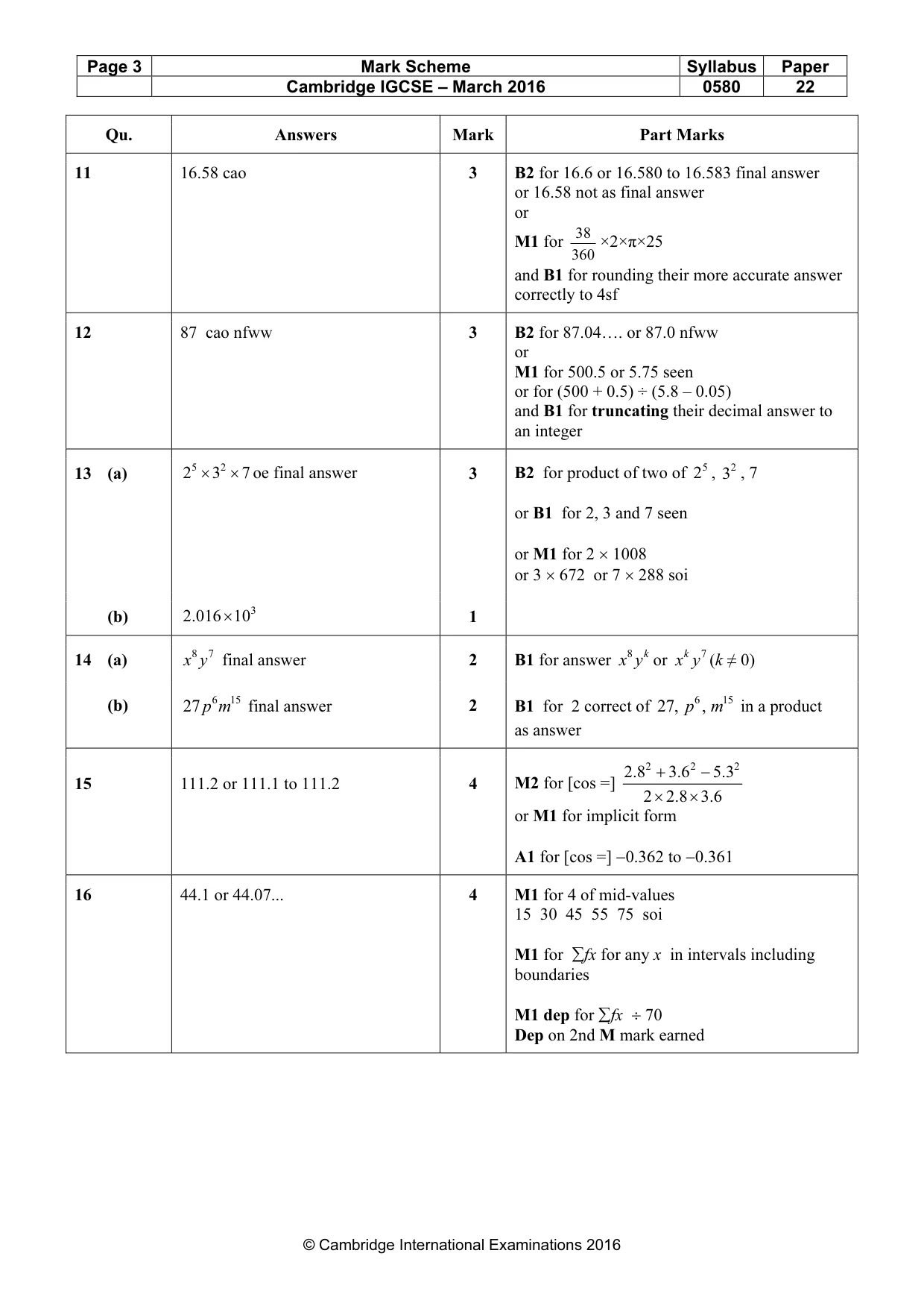 Mark scheme, page 3 of 5