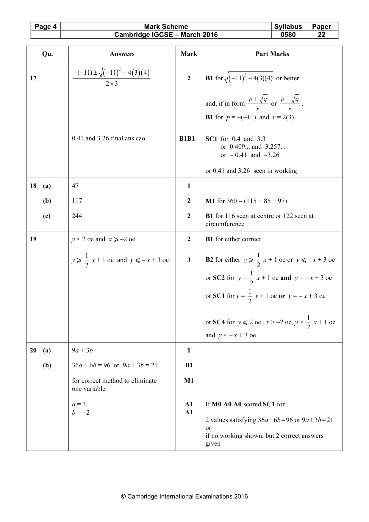 Mark scheme, page 4 of 5