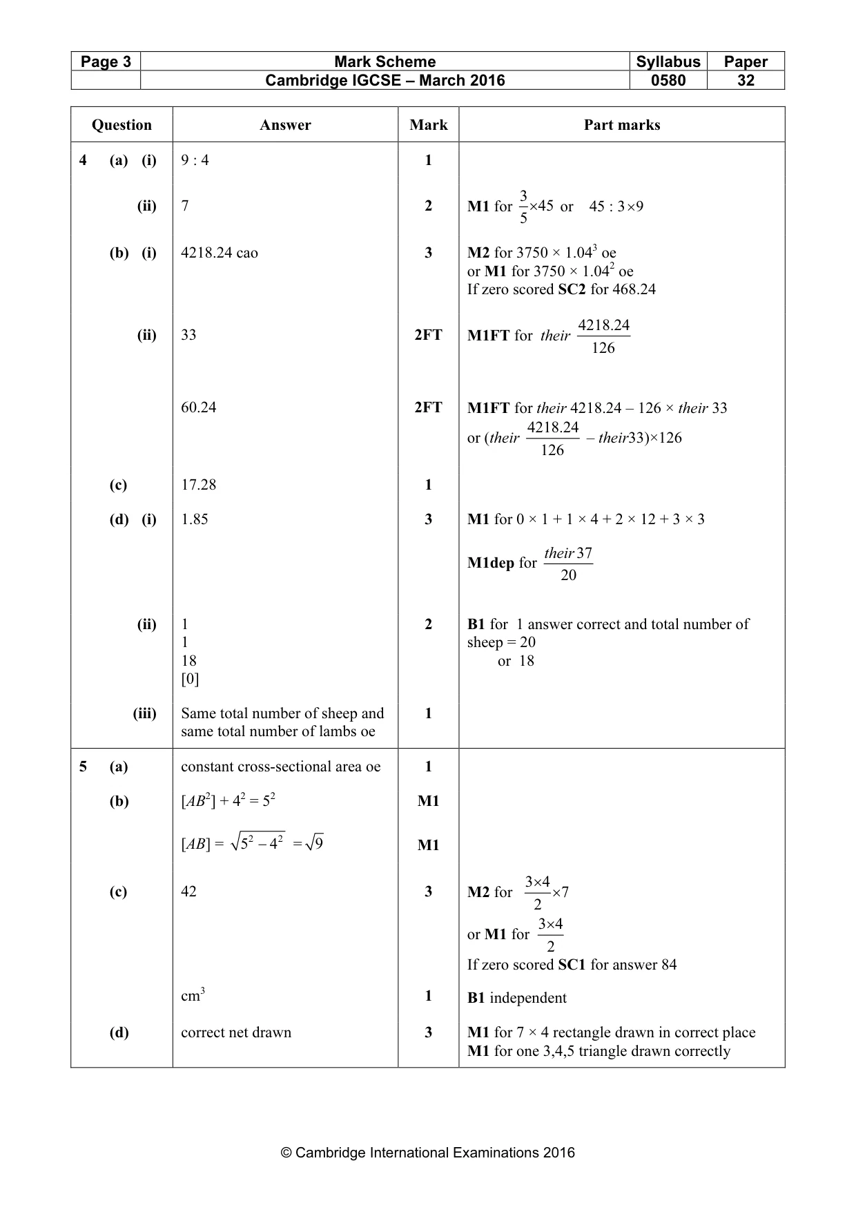 Mark scheme, page 3 of 5