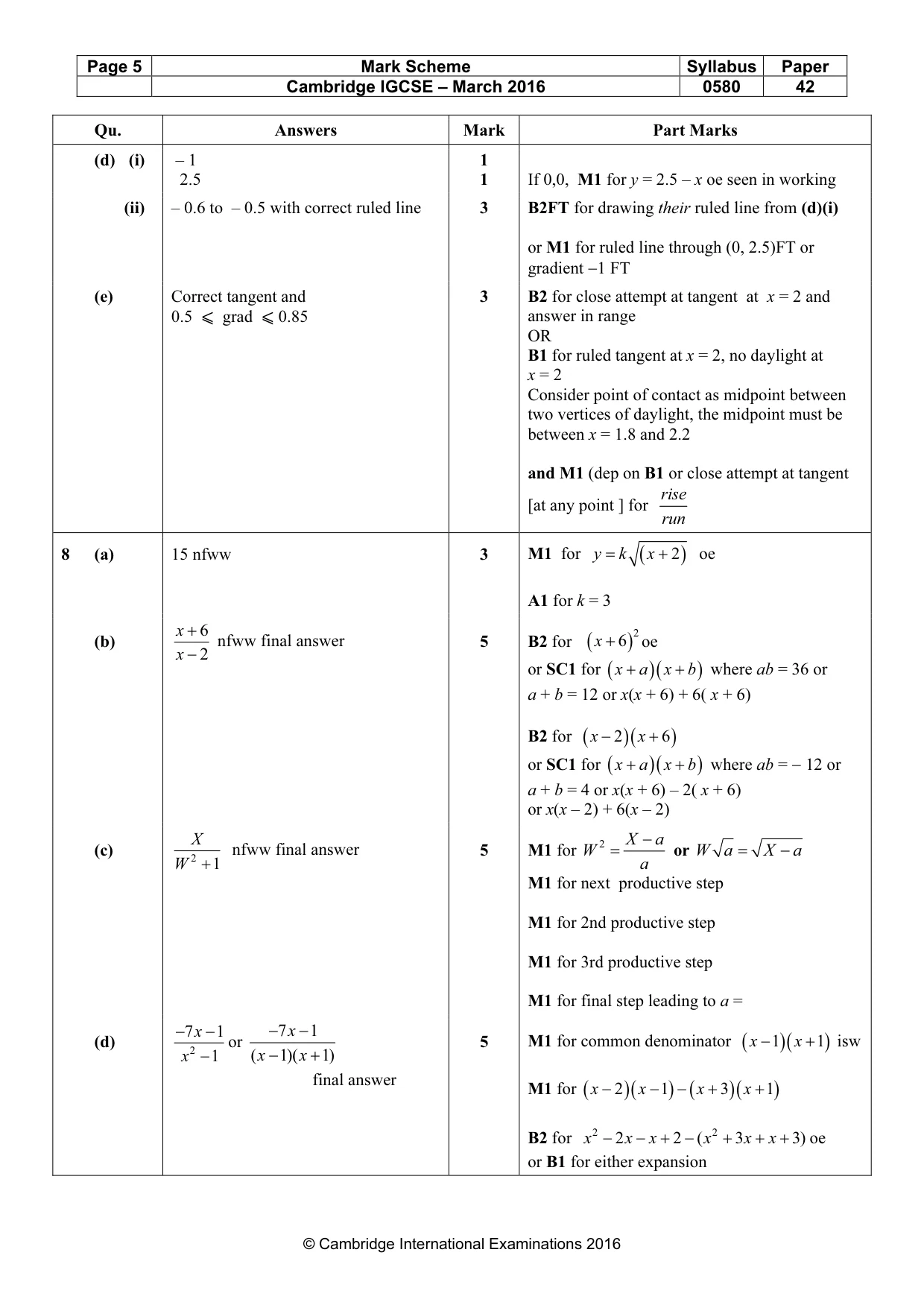 Mark scheme, page 5 of 6