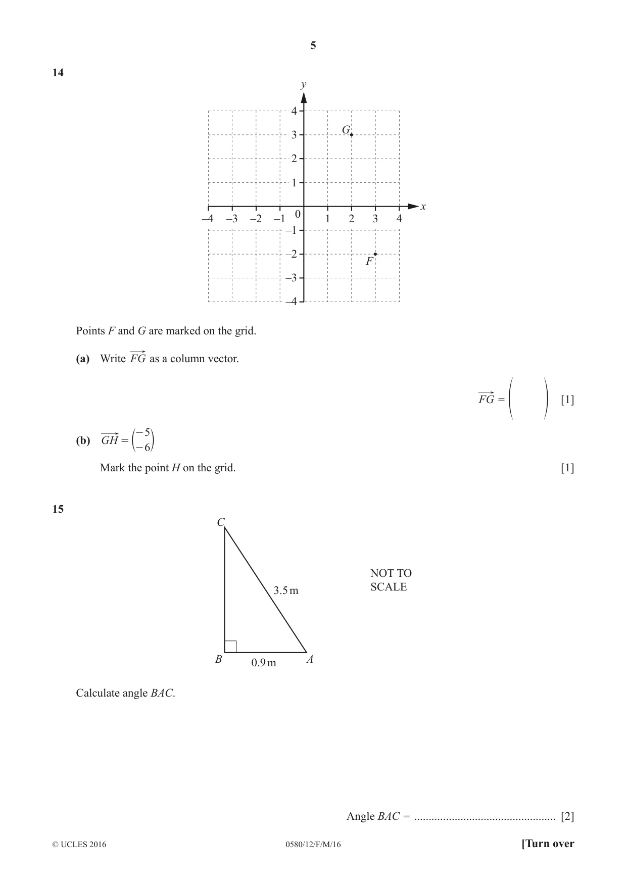 Cambridge IGCSE Mathematics 0580 2016 Feb/March Paper 1 · Variant 2 question paper, page 5 of 12