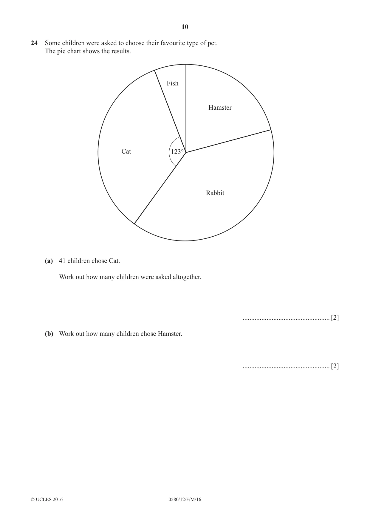 Cambridge IGCSE Mathematics 0580 2016 Feb/March Paper 1 · Variant 2 question paper, page 10 of 12