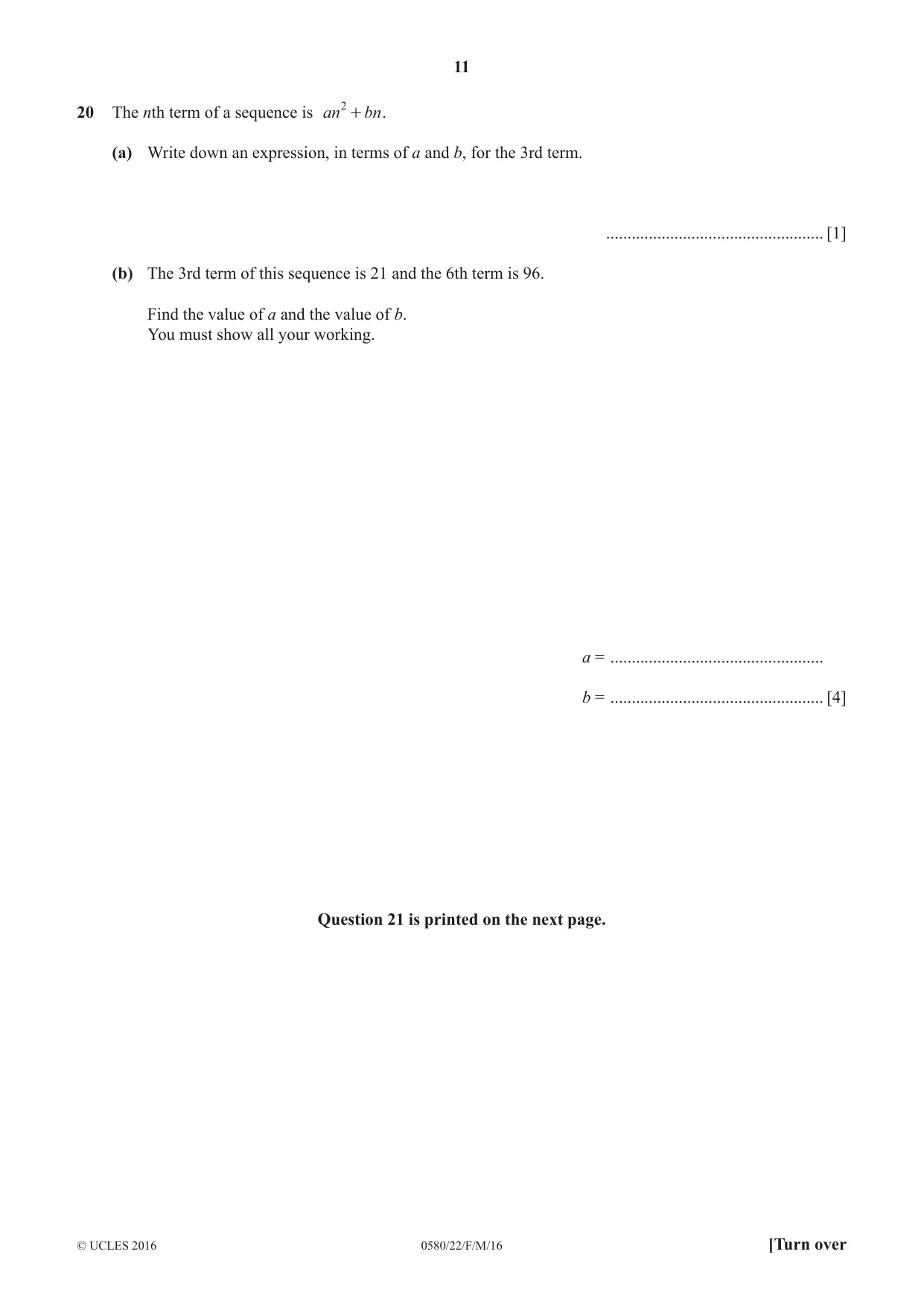 Cambridge IGCSE Mathematics 0580 2016 Feb/March Paper 2 · Variant 2 question paper, page 11 of 12