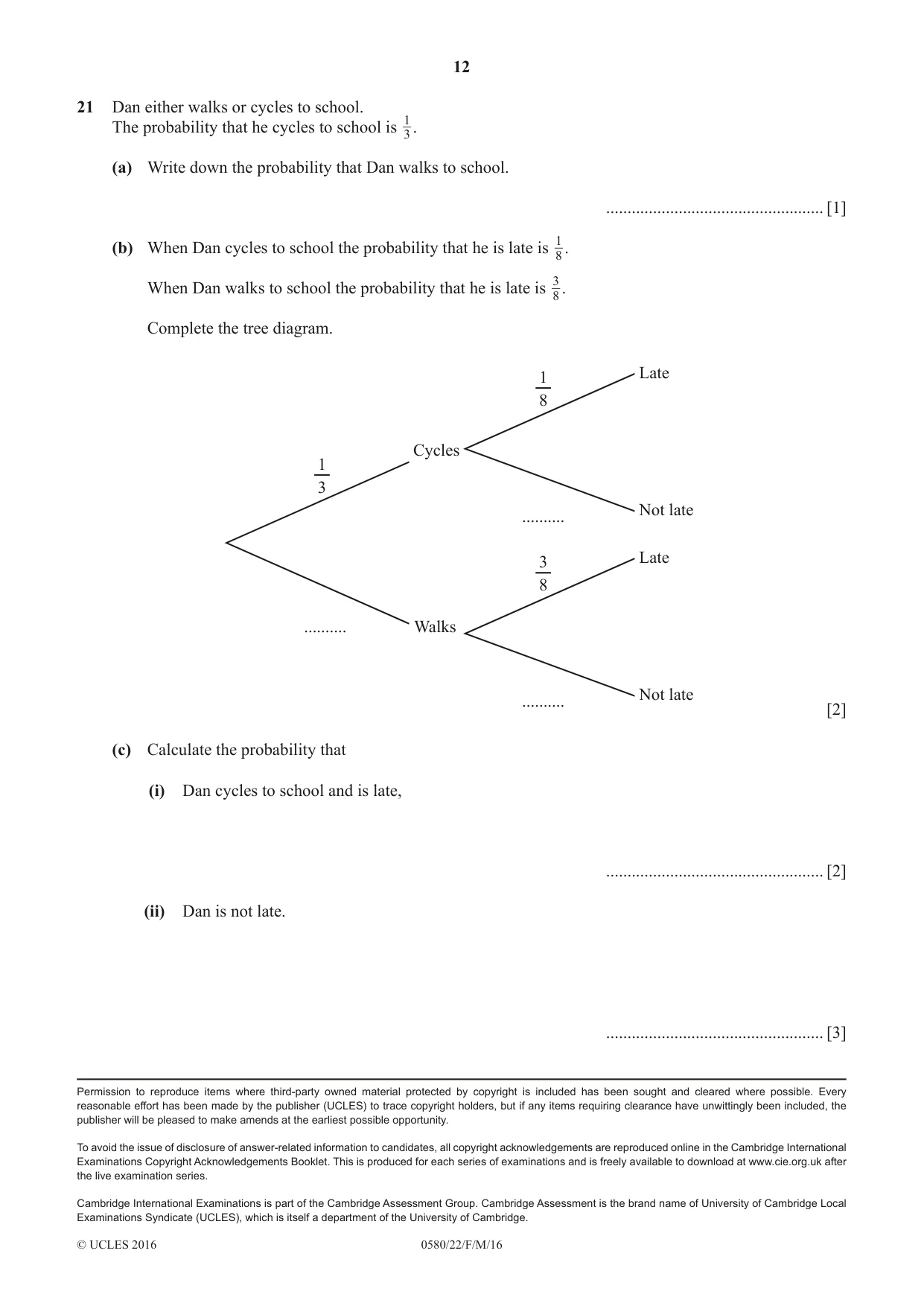 Cambridge IGCSE Mathematics 0580 2016 Feb/March Paper 2 · Variant 2 question paper, page 12 of 12