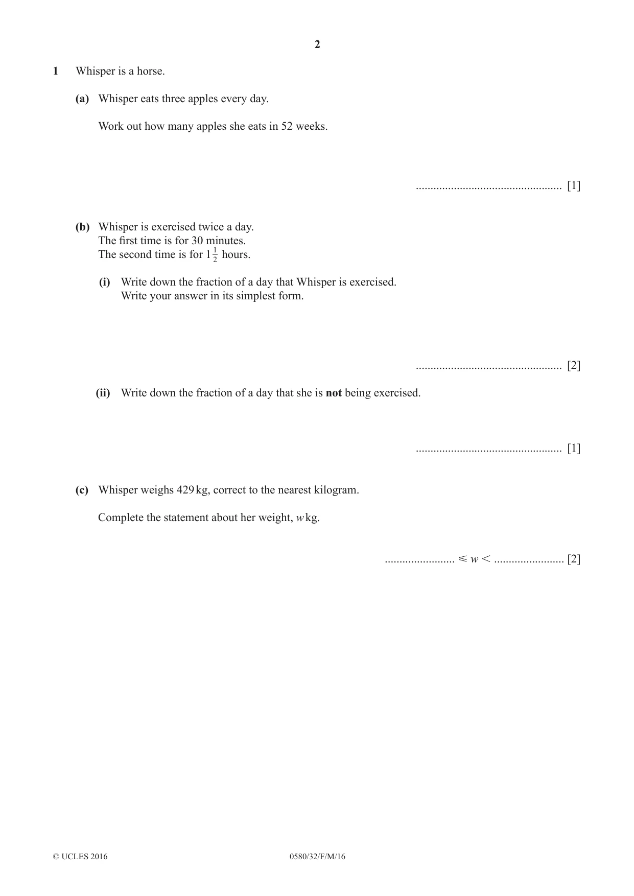 Cambridge IGCSE Mathematics 0580 2016 Feb/March Paper 3 · Variant 2 question paper, page 2 of 16