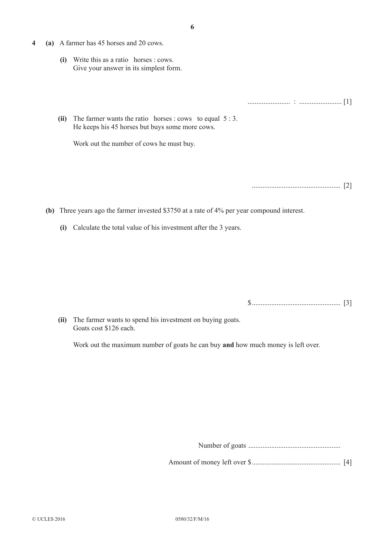 Cambridge IGCSE Mathematics 0580 2016 Feb/March Paper 3 · Variant 2 question paper, page 6 of 16