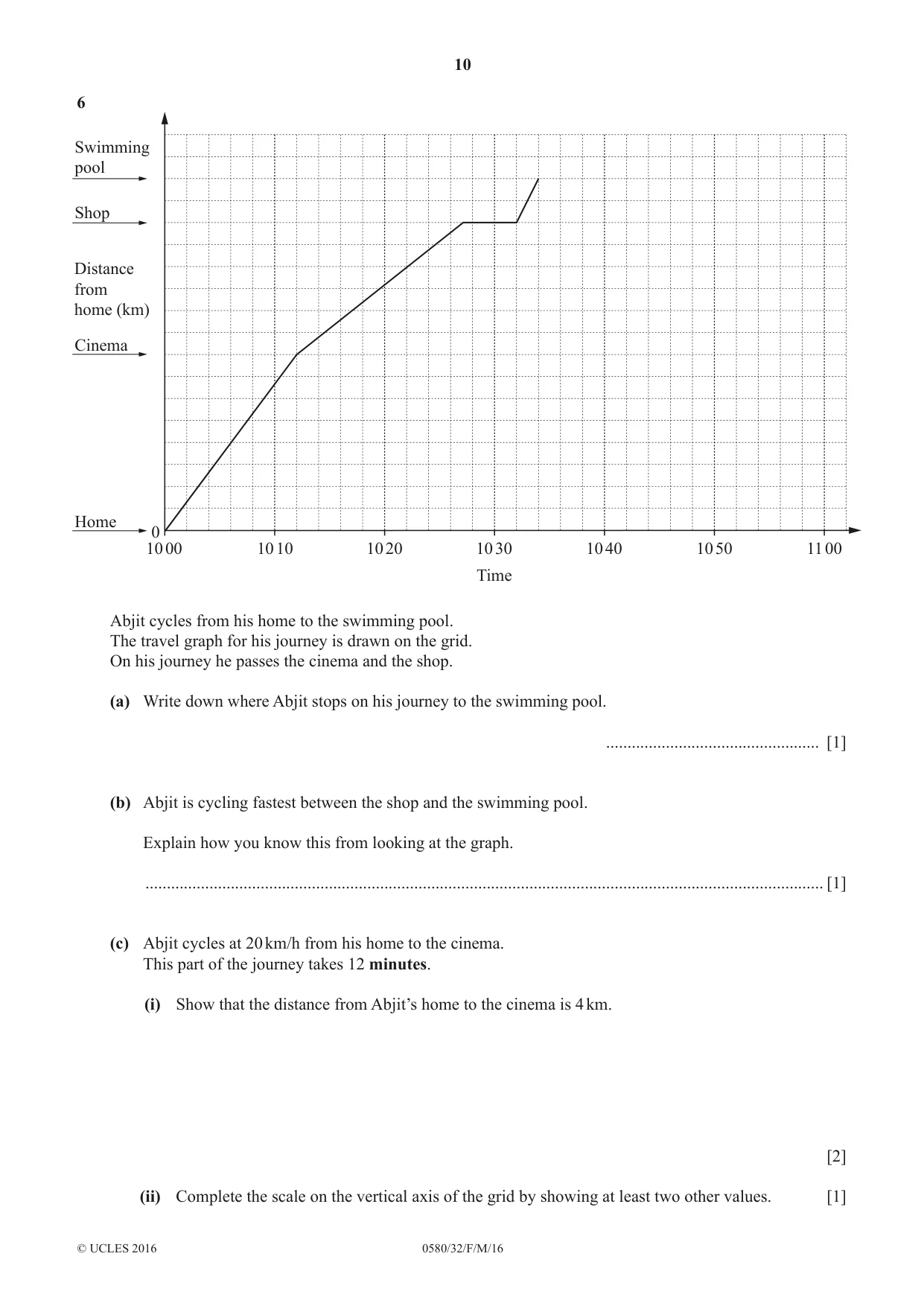 Cambridge IGCSE Mathematics 0580 2016 Feb/March Paper 3 · Variant 2 question paper, page 10 of 16