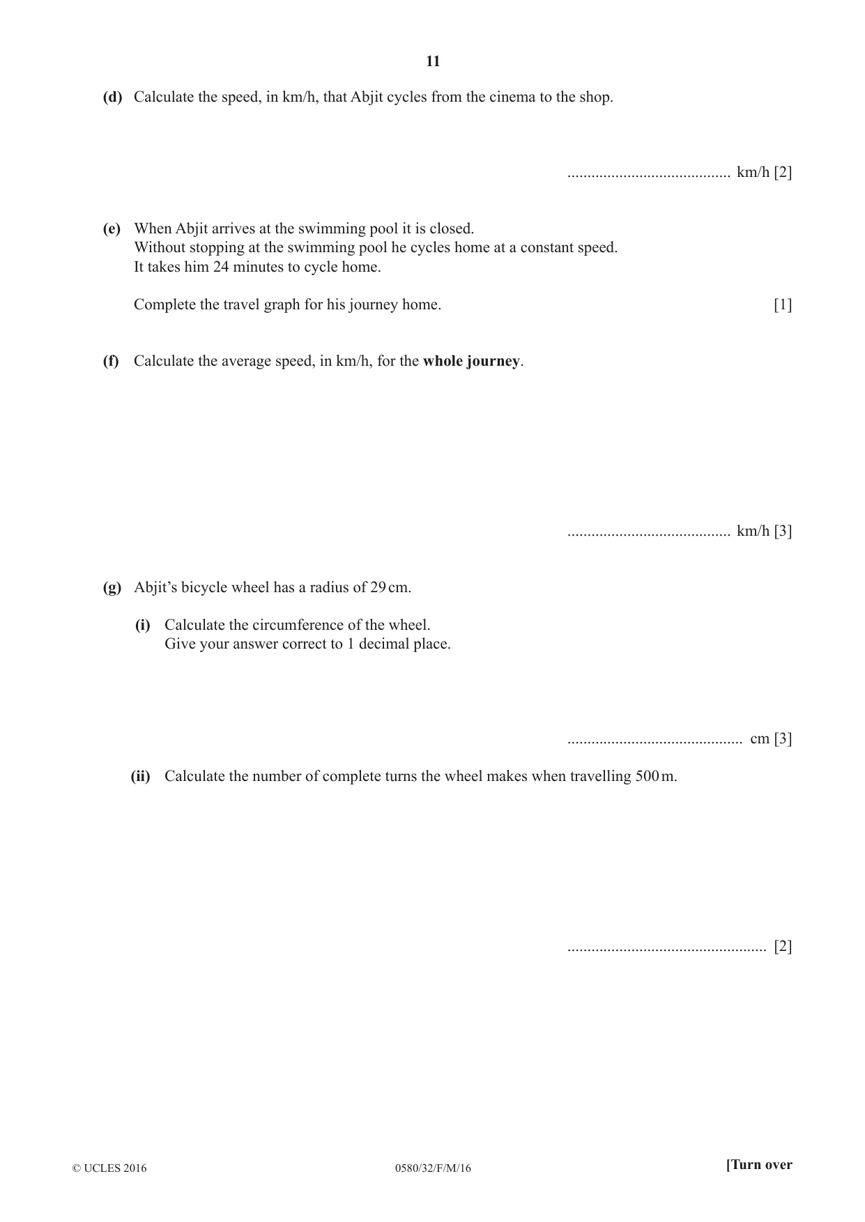 Cambridge IGCSE Mathematics 0580 2016 Feb/March Paper 3 · Variant 2 question paper, page 11 of 16