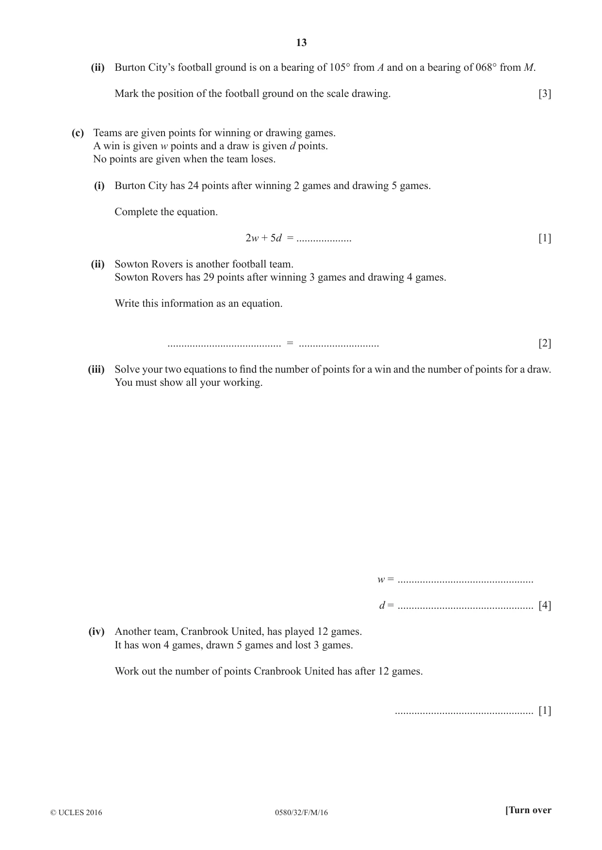 Cambridge IGCSE Mathematics 0580 2016 Feb/March Paper 3 · Variant 2 question paper, page 13 of 16