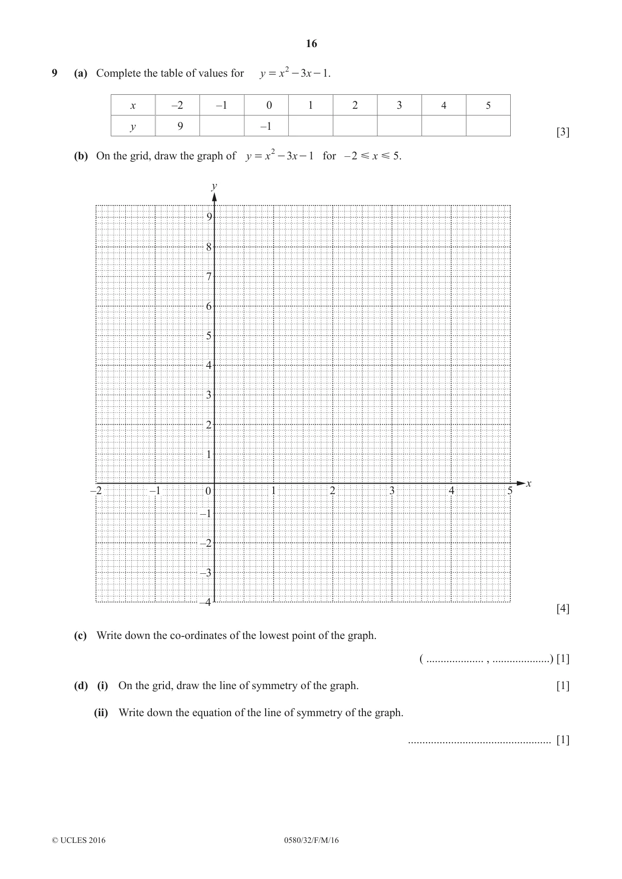 Cambridge IGCSE Mathematics 0580 2016 Feb/March Paper 3 · Variant 2 question paper, page 16 of 16