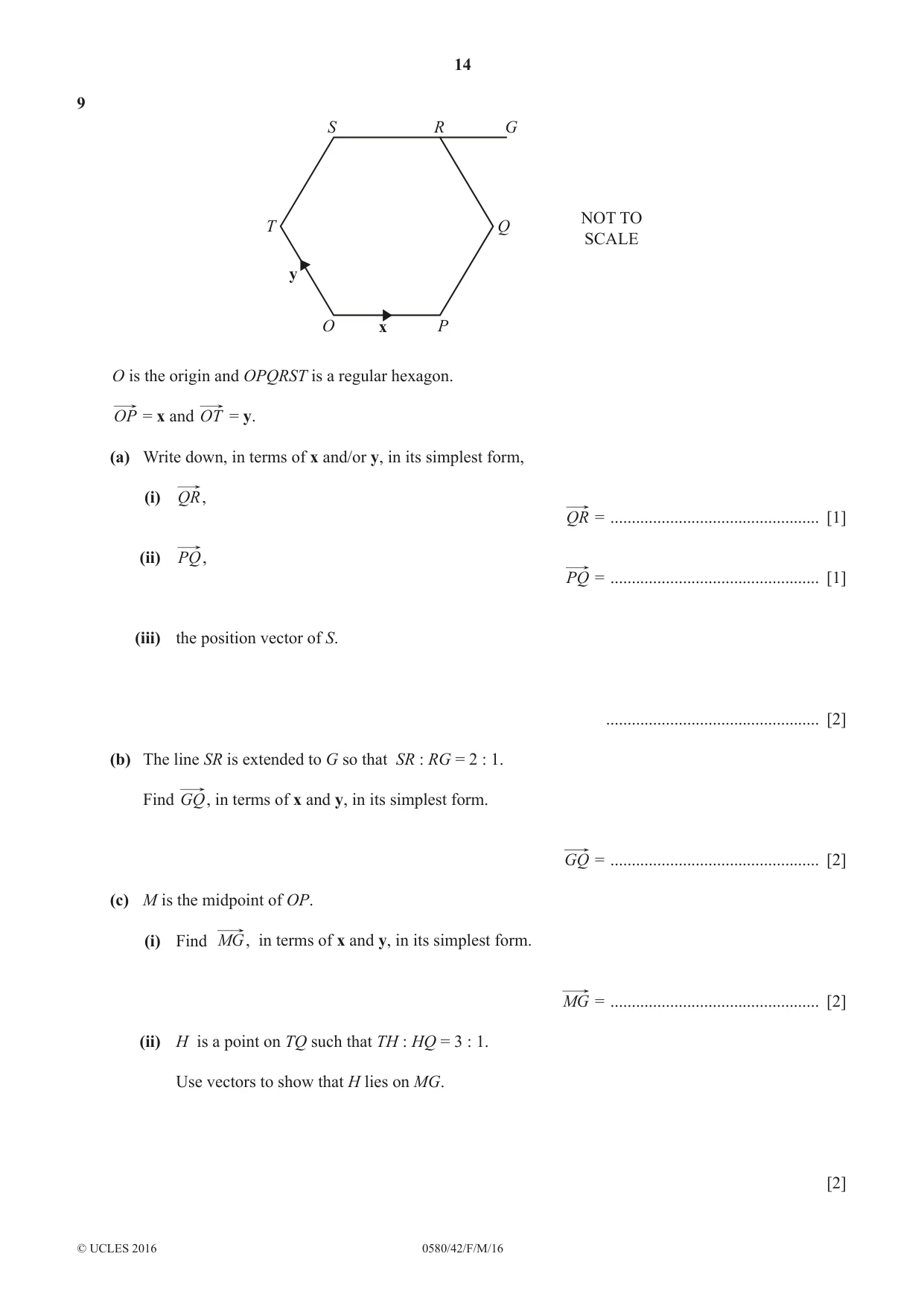 Cambridge IGCSE Mathematics 0580 2016 Feb/March Paper 4 · Variant 2 question paper, page 14 of 16