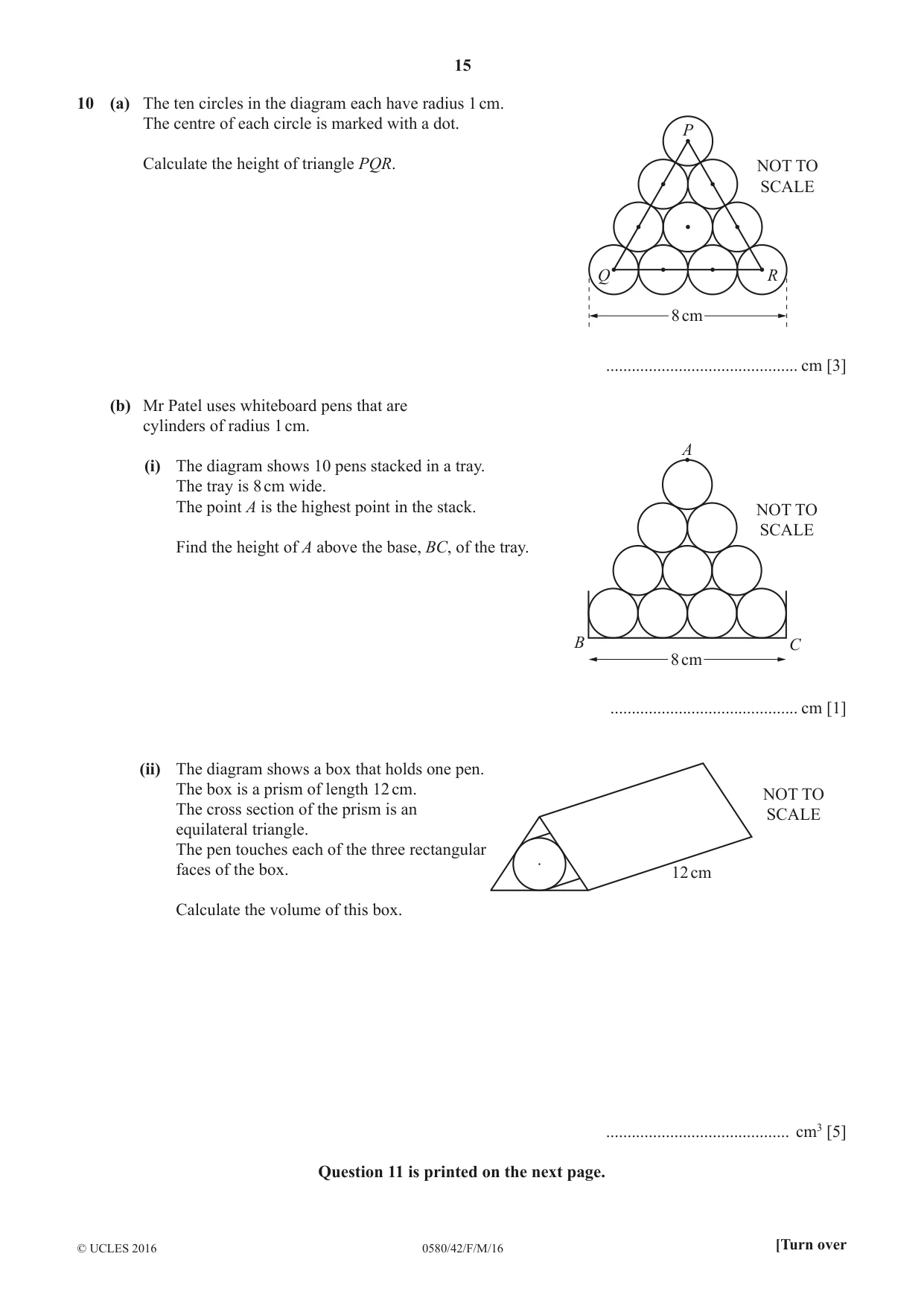 Cambridge IGCSE Mathematics 0580 2016 Feb/March Paper 4 · Variant 2 question paper, page 15 of 16