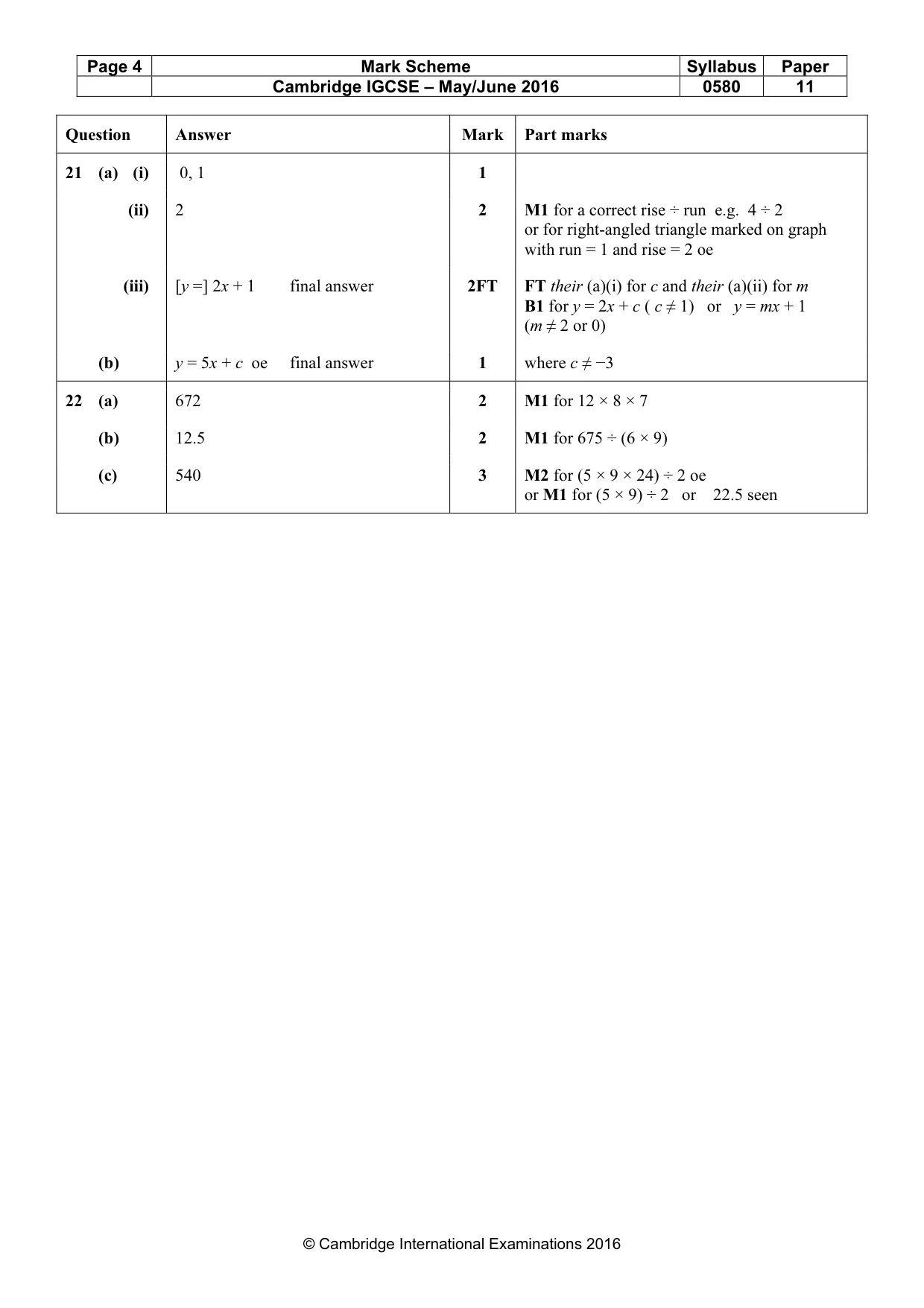 Mark scheme, page 4 of 4