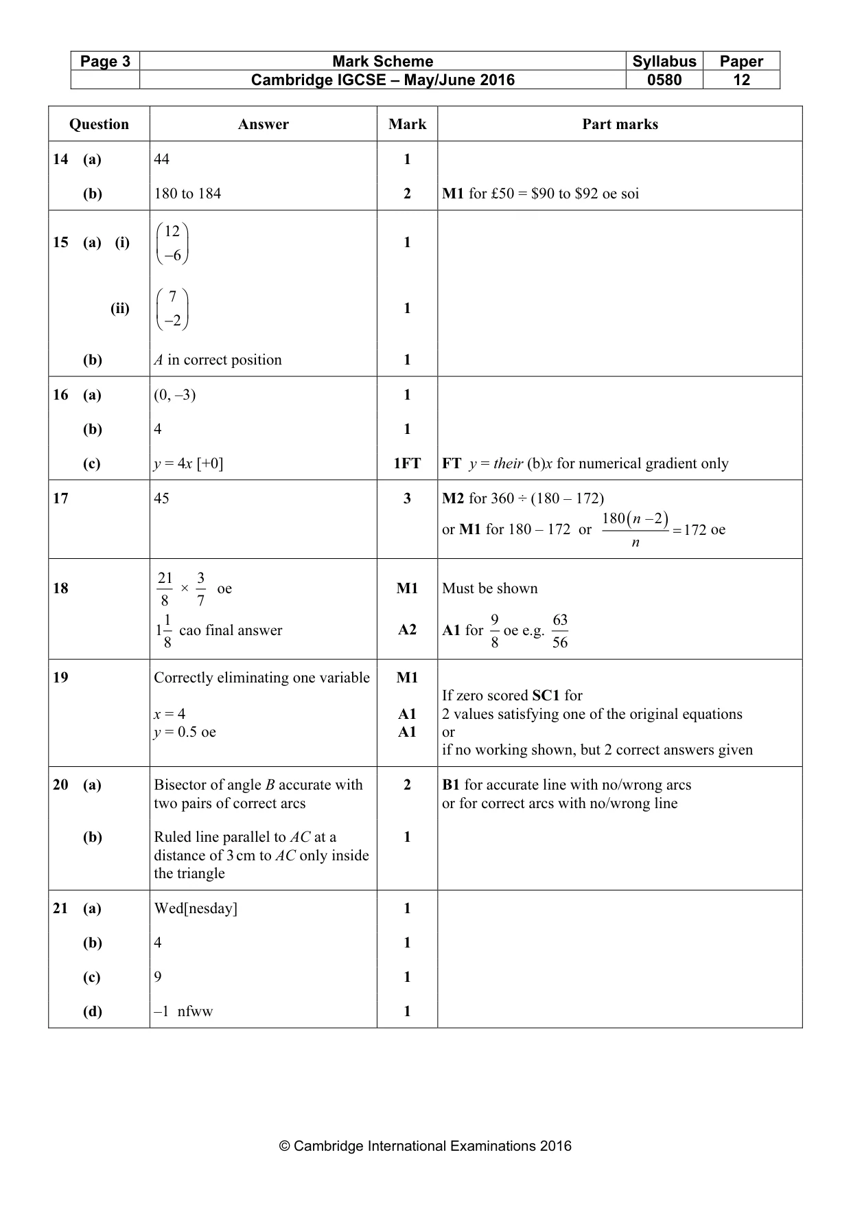 Mark scheme, page 3 of 4