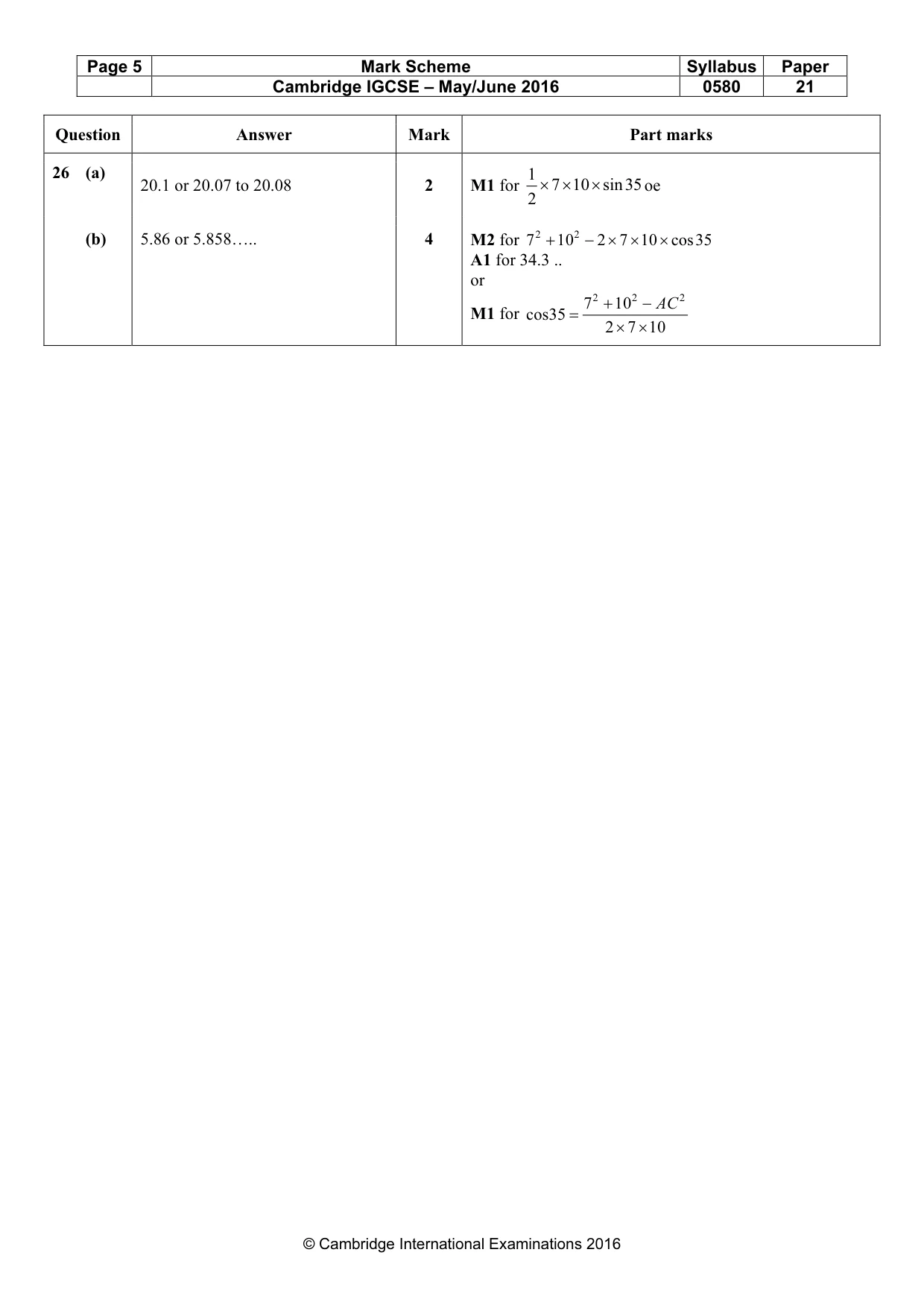 Mark scheme, page 5 of 5