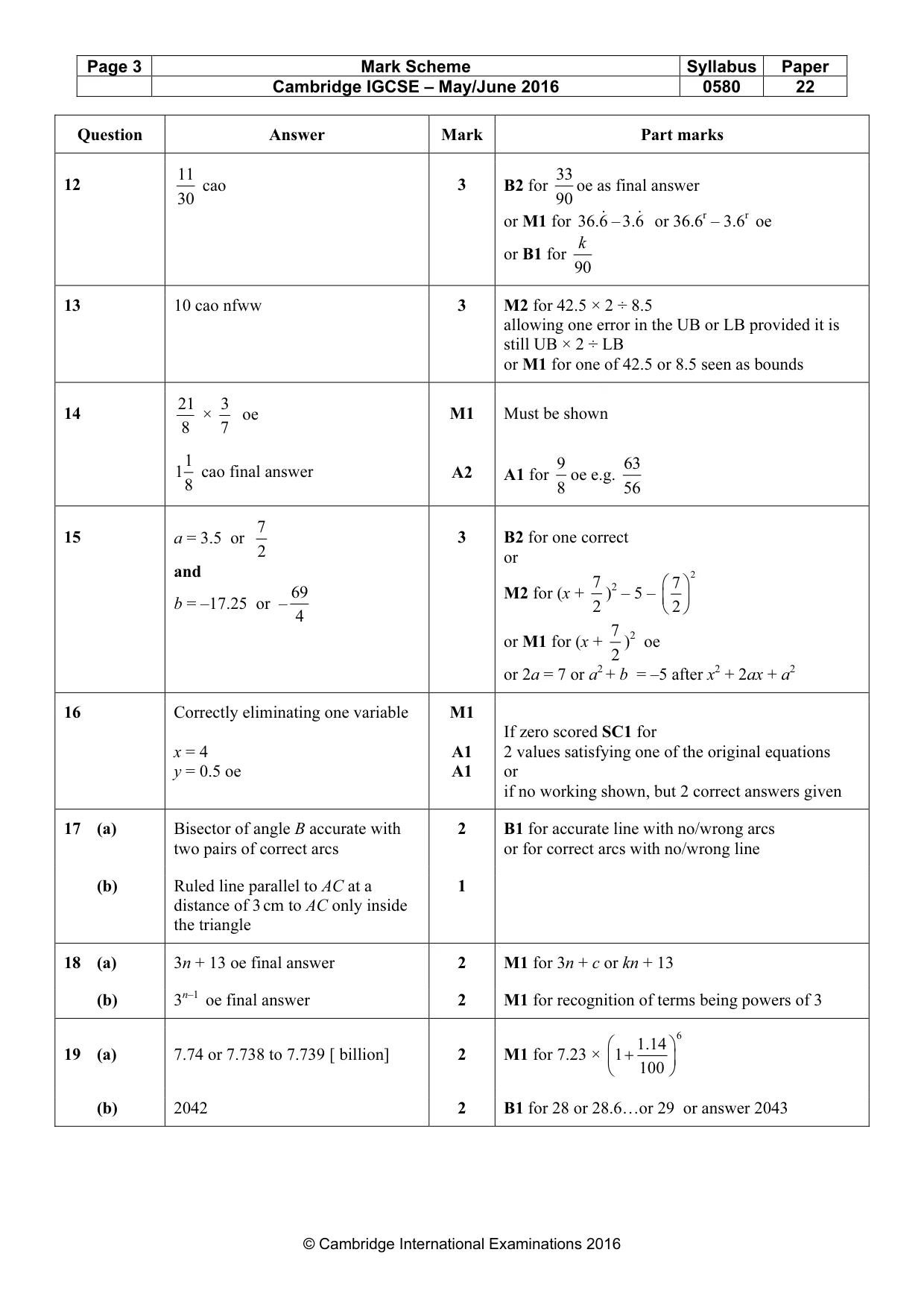 Mark scheme, page 3 of 5