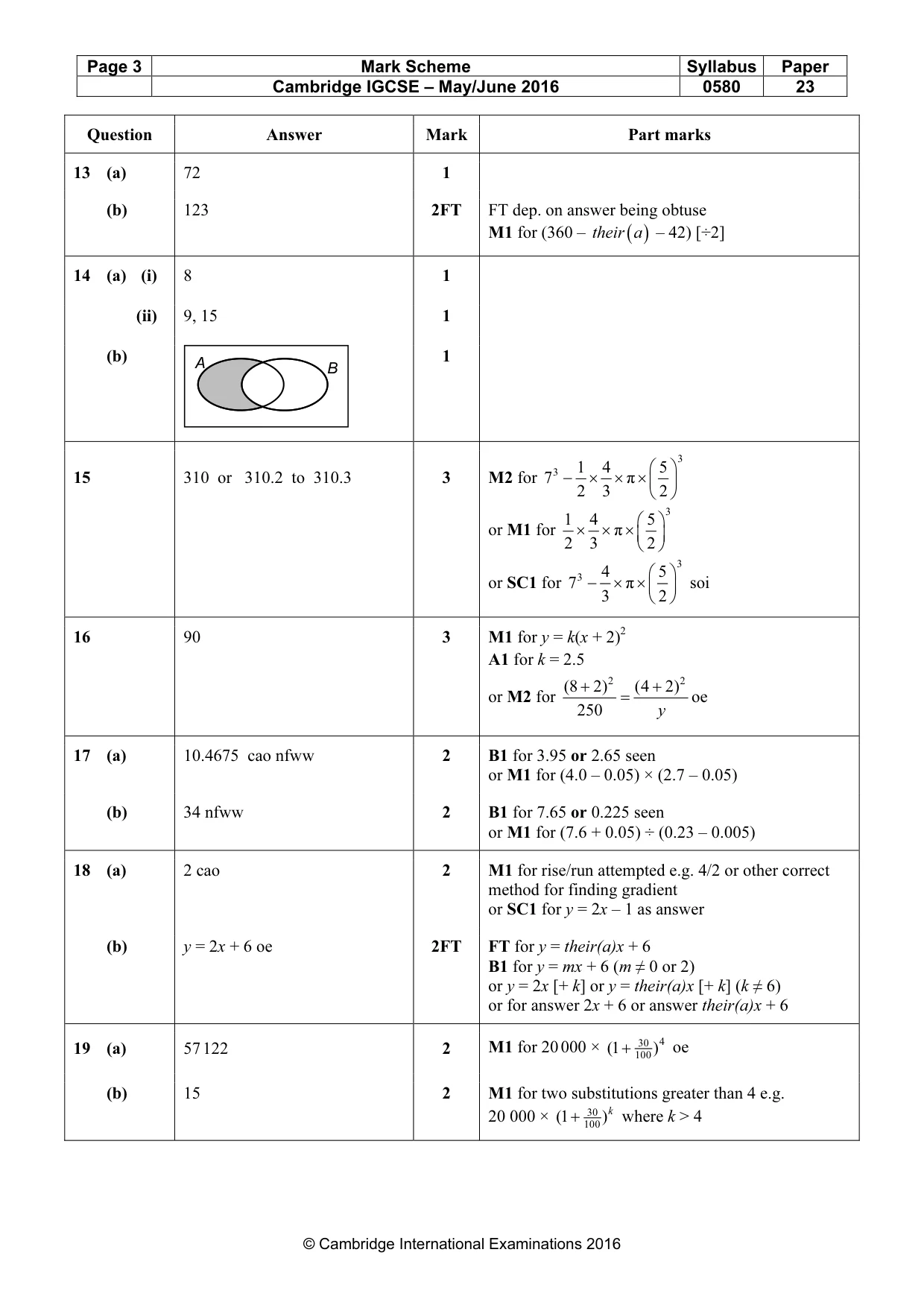 Mark scheme, page 3 of 4