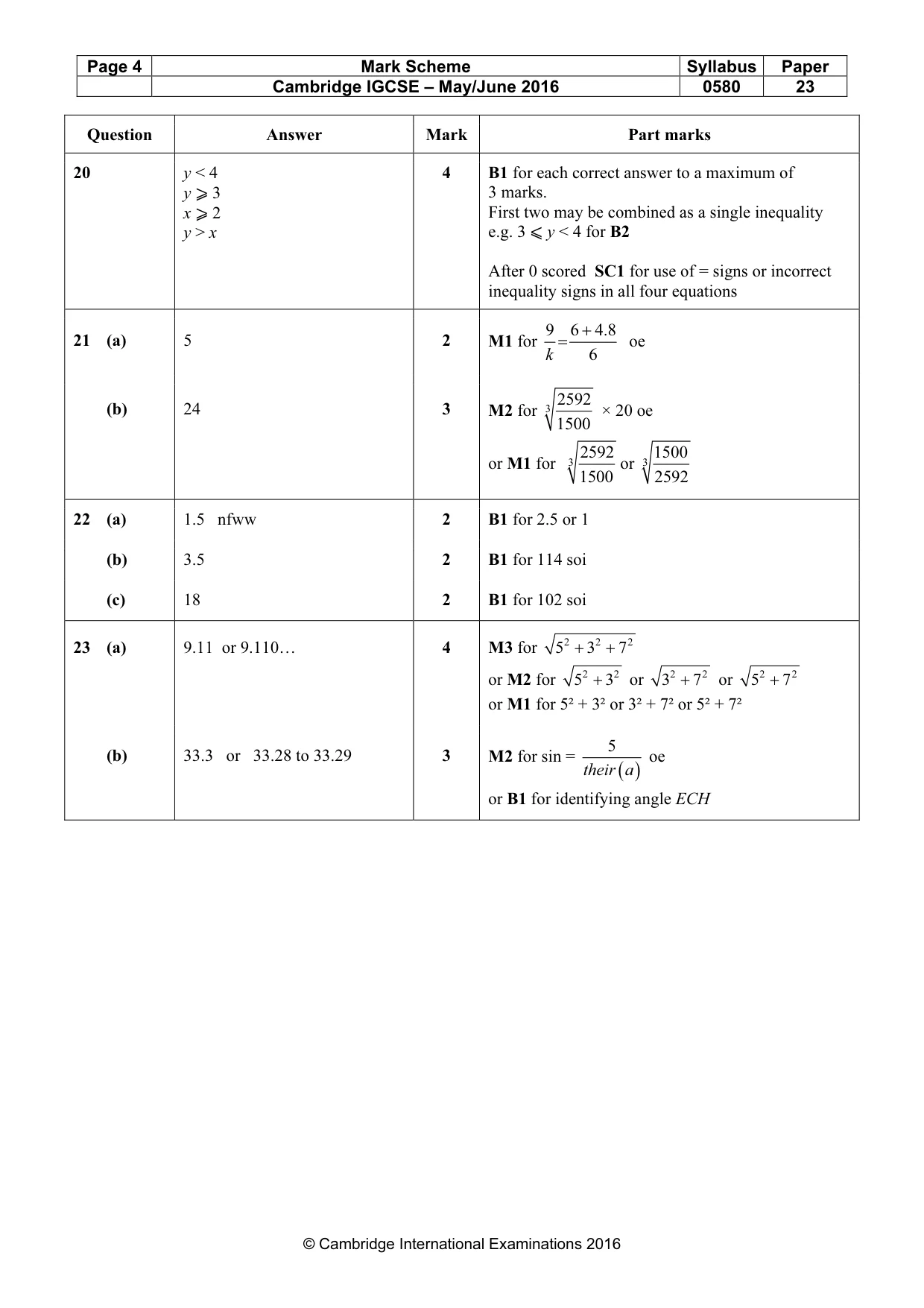 Mark scheme, page 4 of 4
