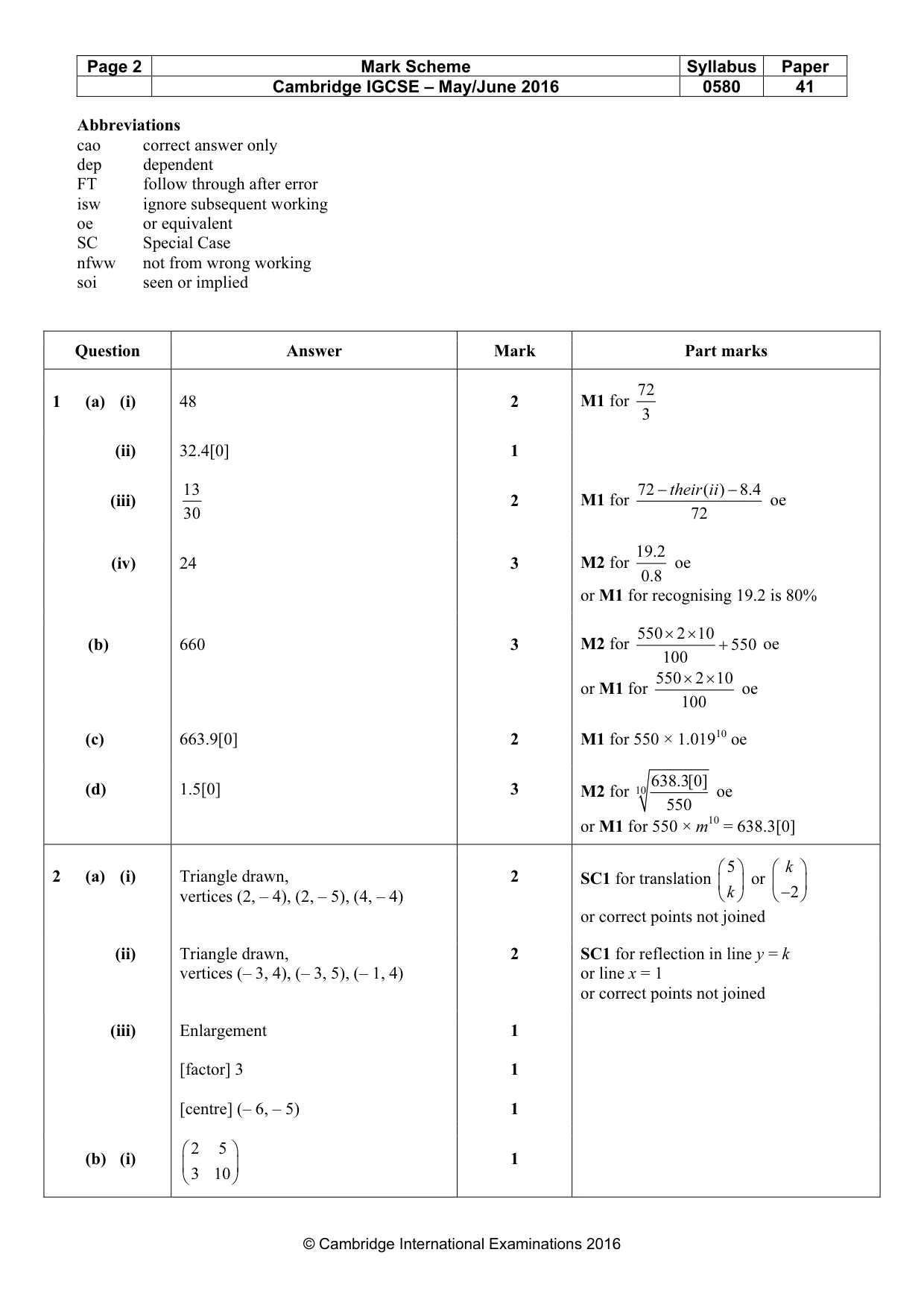 Mark scheme, page 2 of 7