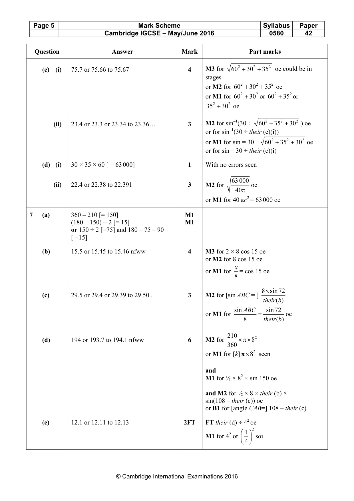 Mark scheme, page 5 of 7