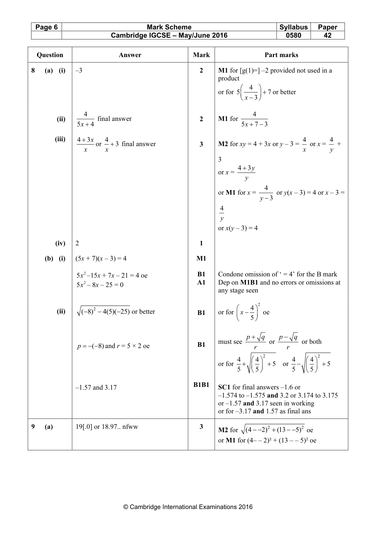 Mark scheme, page 6 of 7