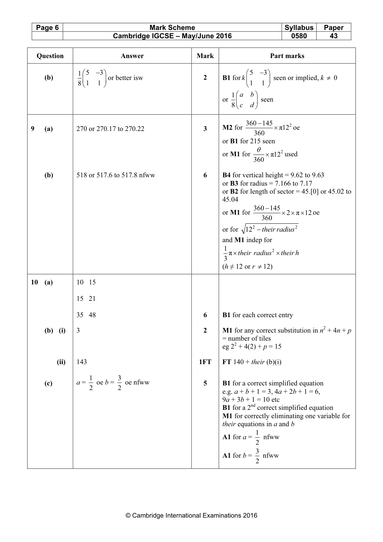 Mark scheme, page 6 of 7
