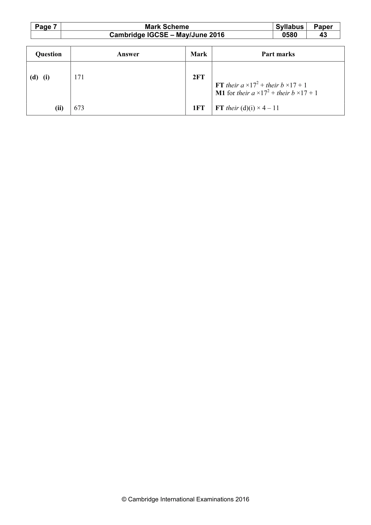 Mark scheme, page 7 of 7