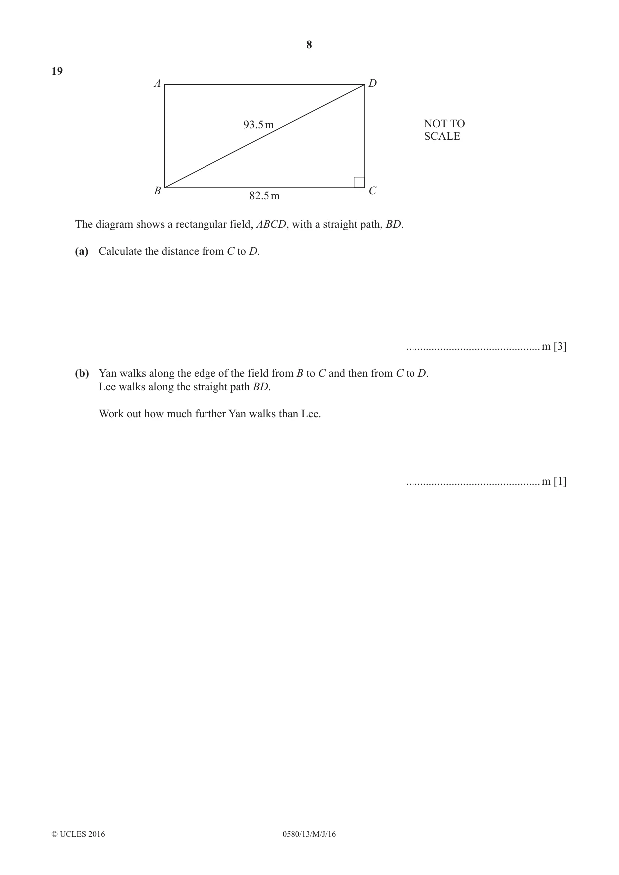 Cambridge IGCSE Mathematics 0580 2016 May/June Paper 1 · Variant 3 question paper, page 8 of 12