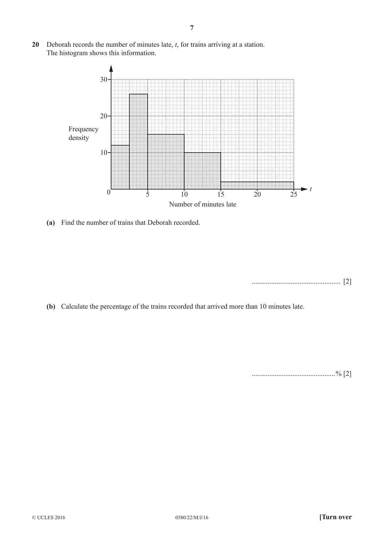 Cambridge IGCSE Mathematics 0580 2016 May/June Paper 2 · Variant 2 question paper, page 7 of 12