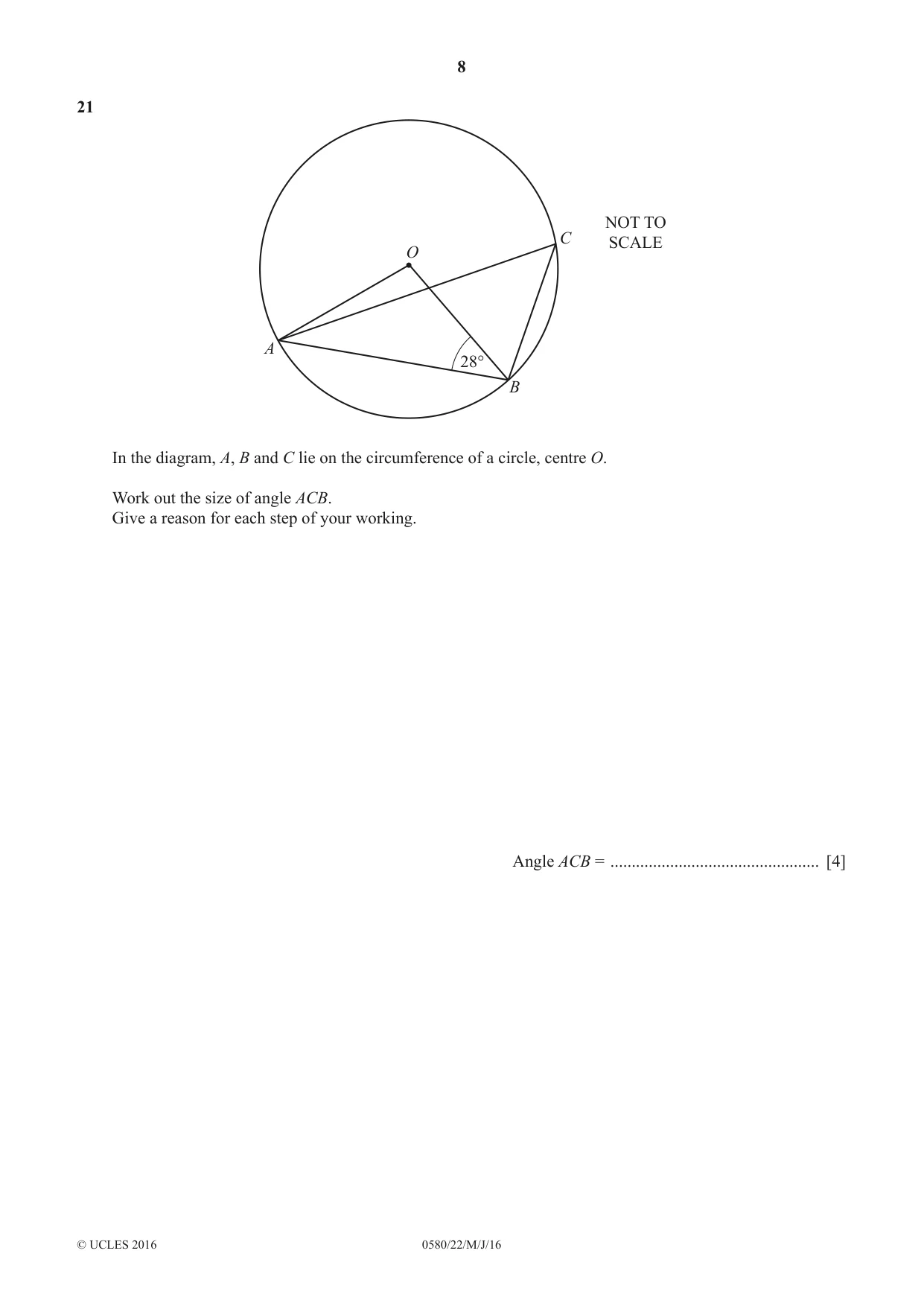 Cambridge IGCSE Mathematics 0580 2016 May/June Paper 2 · Variant 2 question paper, page 8 of 12