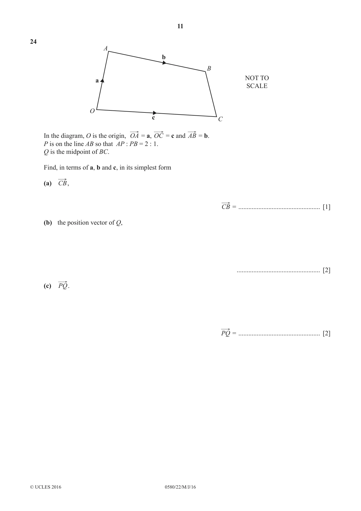 Cambridge IGCSE Mathematics 0580 2016 May/June Paper 2 · Variant 2 question paper, page 11 of 12