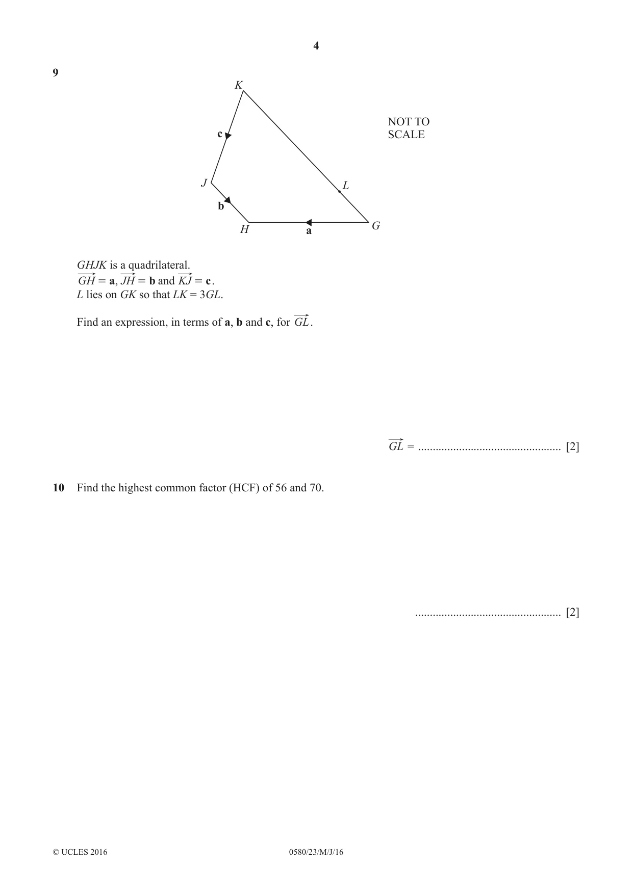 Cambridge IGCSE Mathematics 0580 2016 May/June Paper 2 · Variant 3 question paper, page 4 of 12