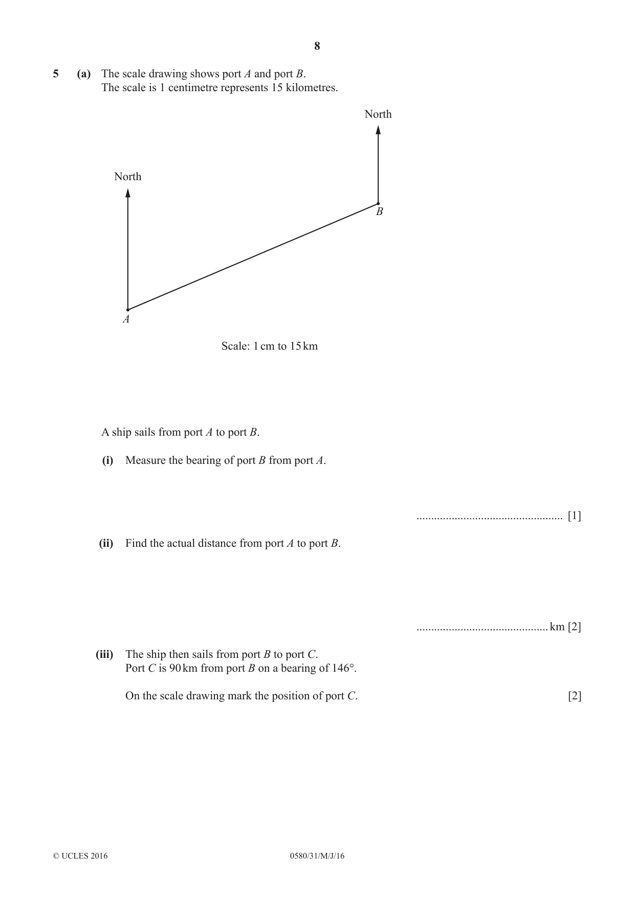 Cambridge IGCSE Mathematics 0580 2016 May/June Paper 3 · Variant 1 question paper, page 8 of 16