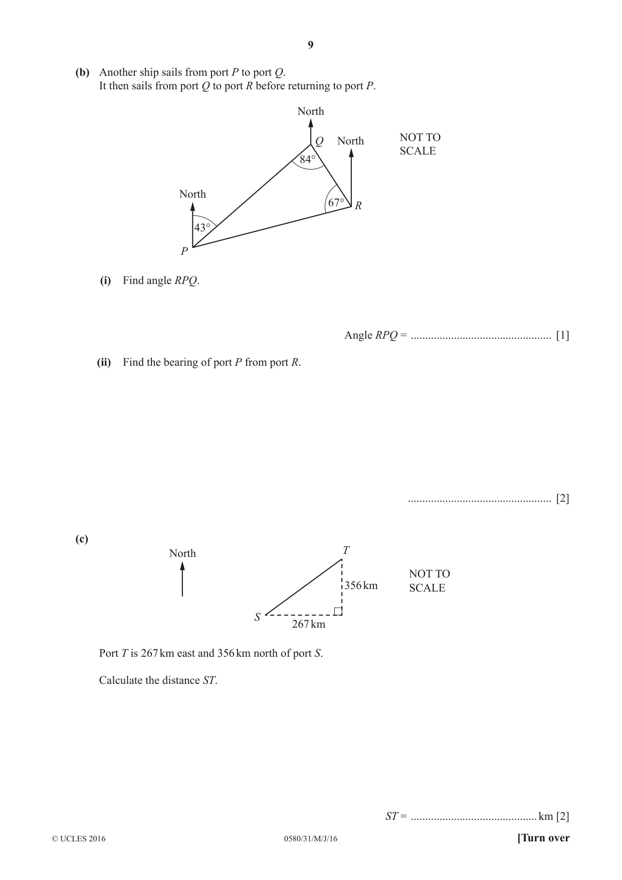 Cambridge IGCSE Mathematics 0580 2016 May/June Paper 3 · Variant 1 question paper, page 9 of 16